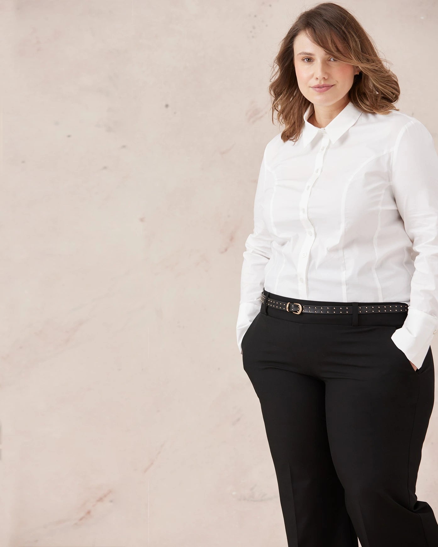 Ava Stretch Cotton Shirt - White