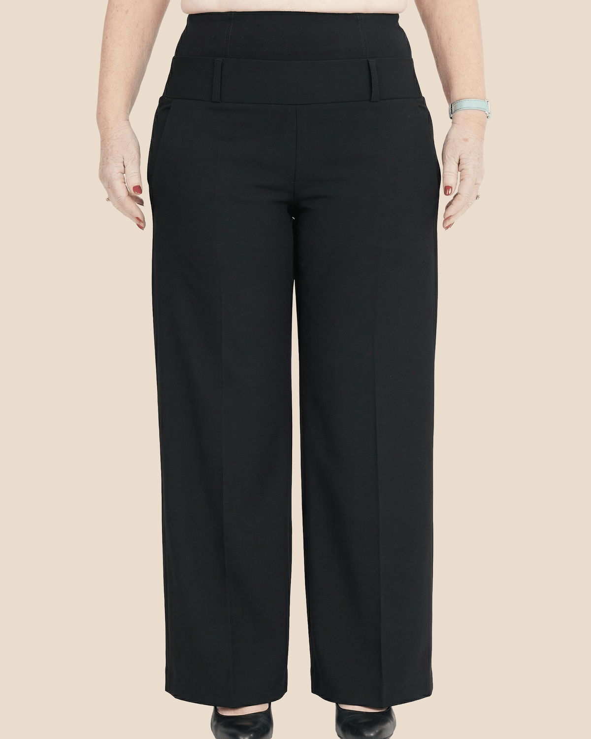 Amalfi MELYRFLEX Stretch Trouser - Black -Trouser - Melyr wide-leg trouser, stretch trouser, black trouser