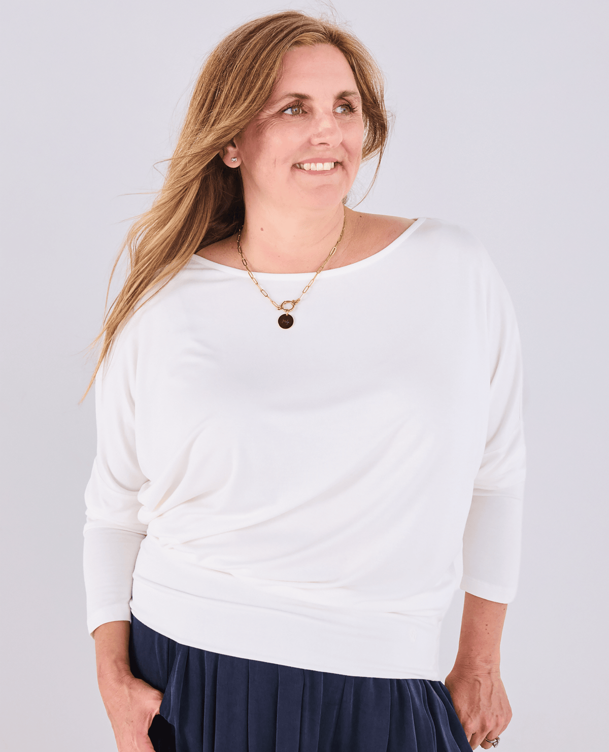 Aimee Batwing Top - White -Women's top - Melyr