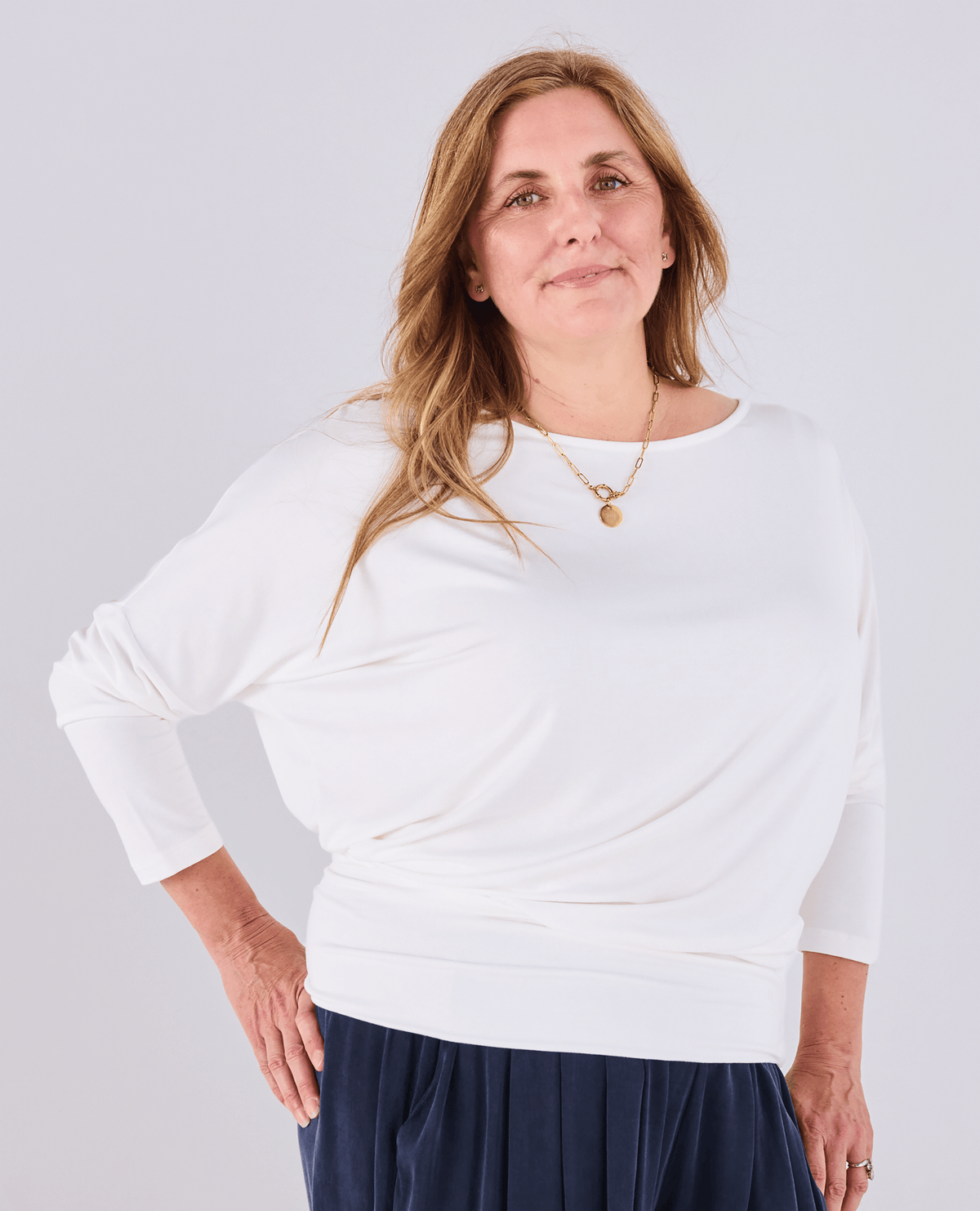 Aimee Batwing Top - White -Women's top - Melyr