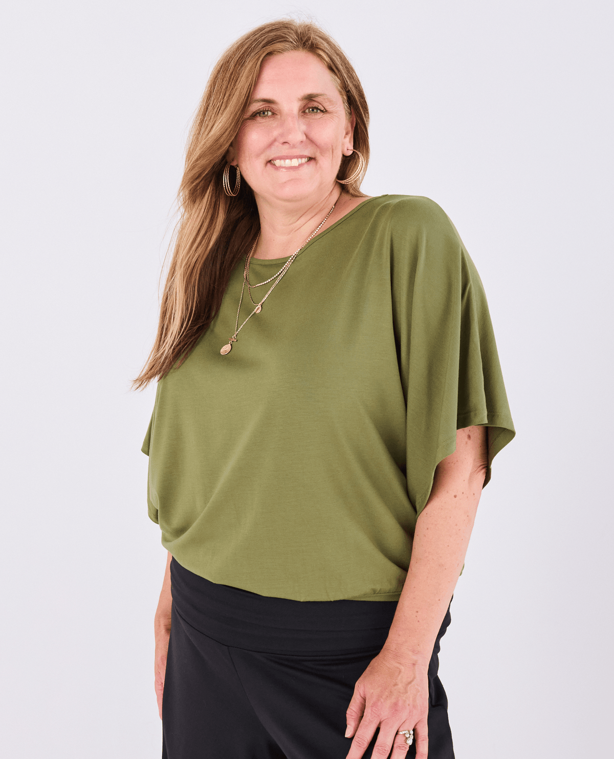 Nico Kimono Sleeve Top - Khaki -Women's top - Melyr