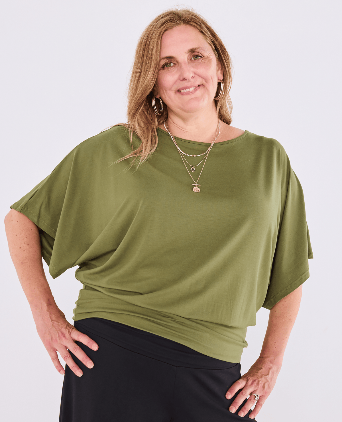 Nico Kimono Sleeve Top - Khaki -Women's top - Melyr