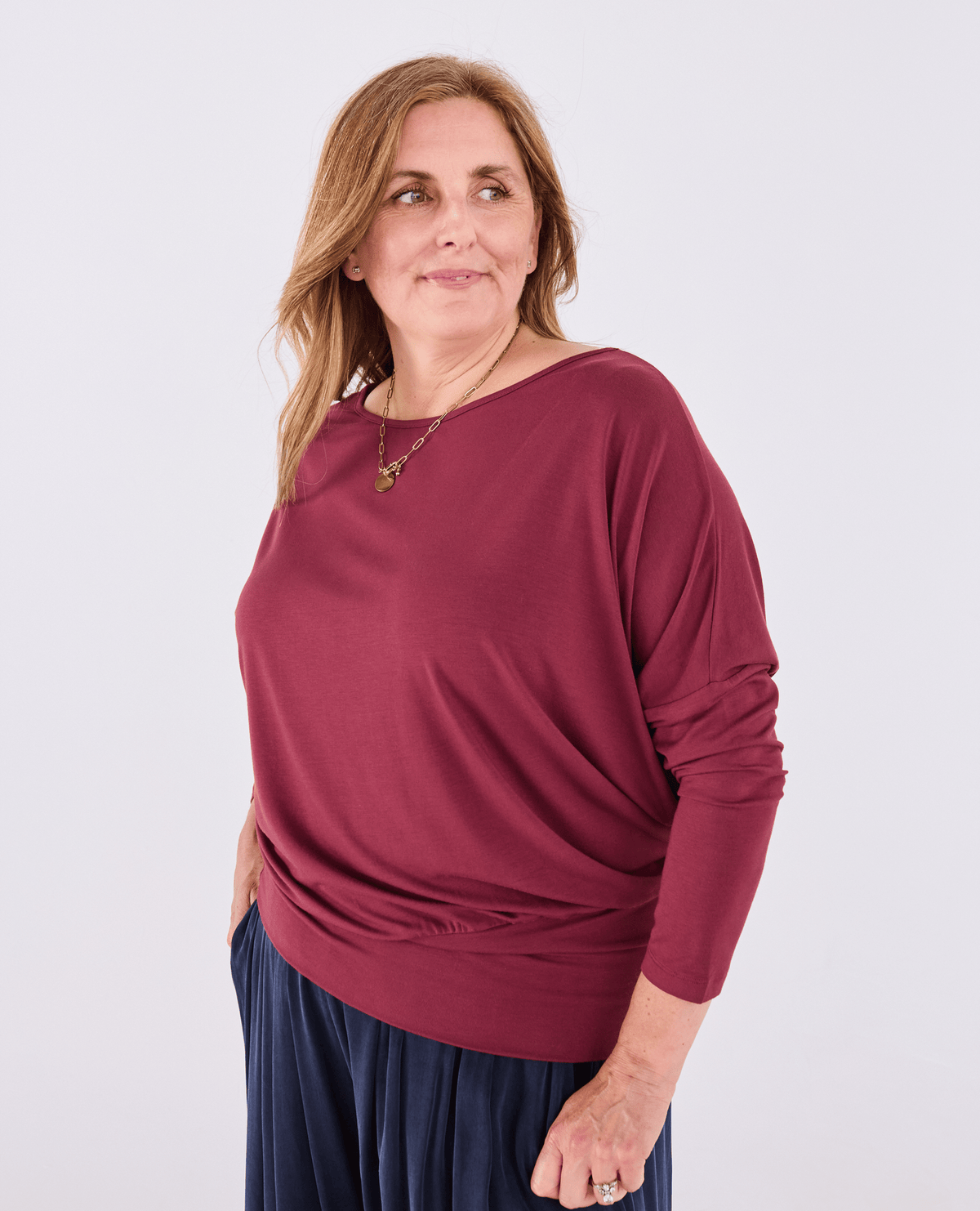 Aimee Batwing Top - Burgundy -Women's top - Melyr