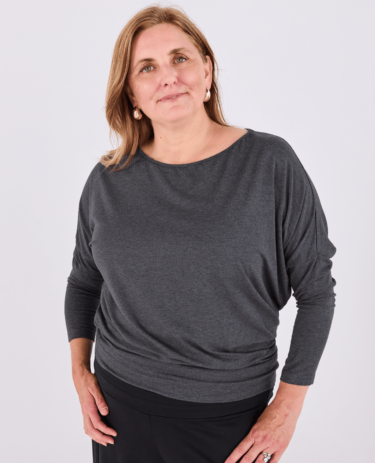 Aimee Batwing Top - Charcoal Marl -Women's top - Melyr
