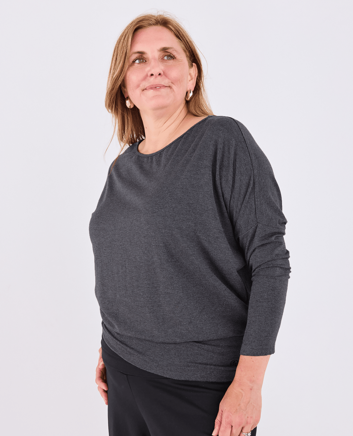 Aimee Batwing Top - Charcoal Marl -Women's top - Melyr