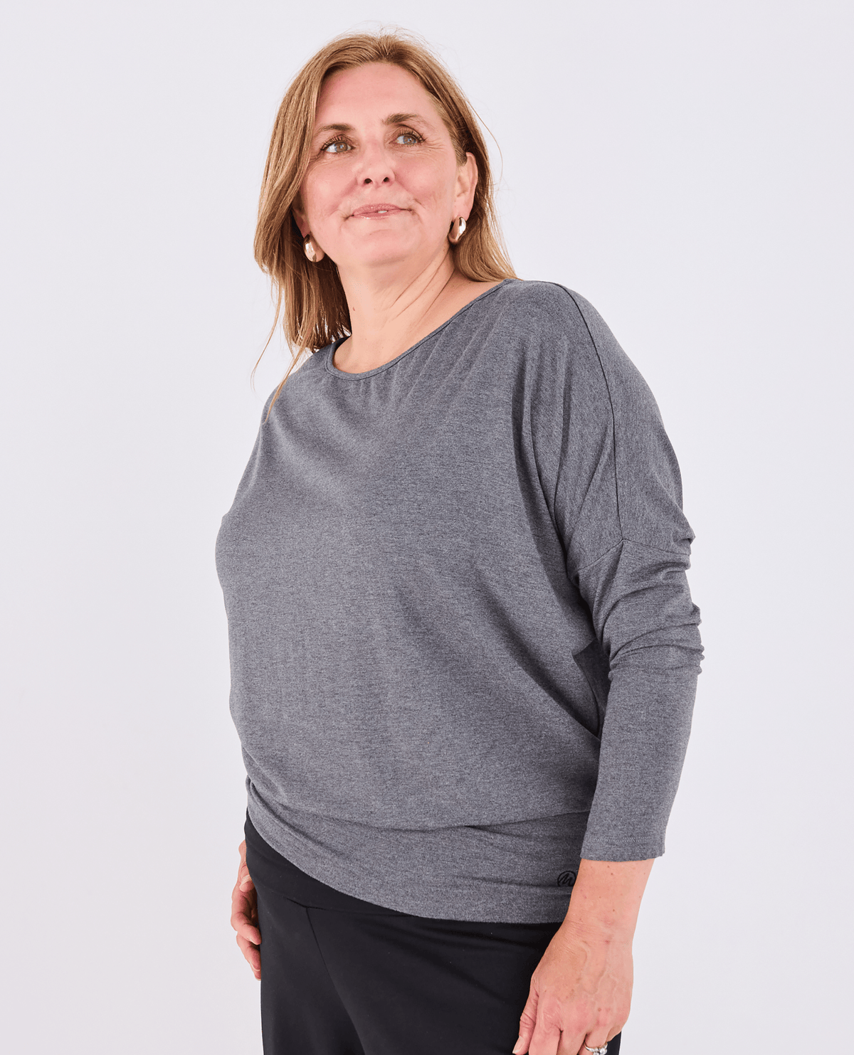 Aimee Batwing Top - Mid Grey Marl -Women's top - Melyr