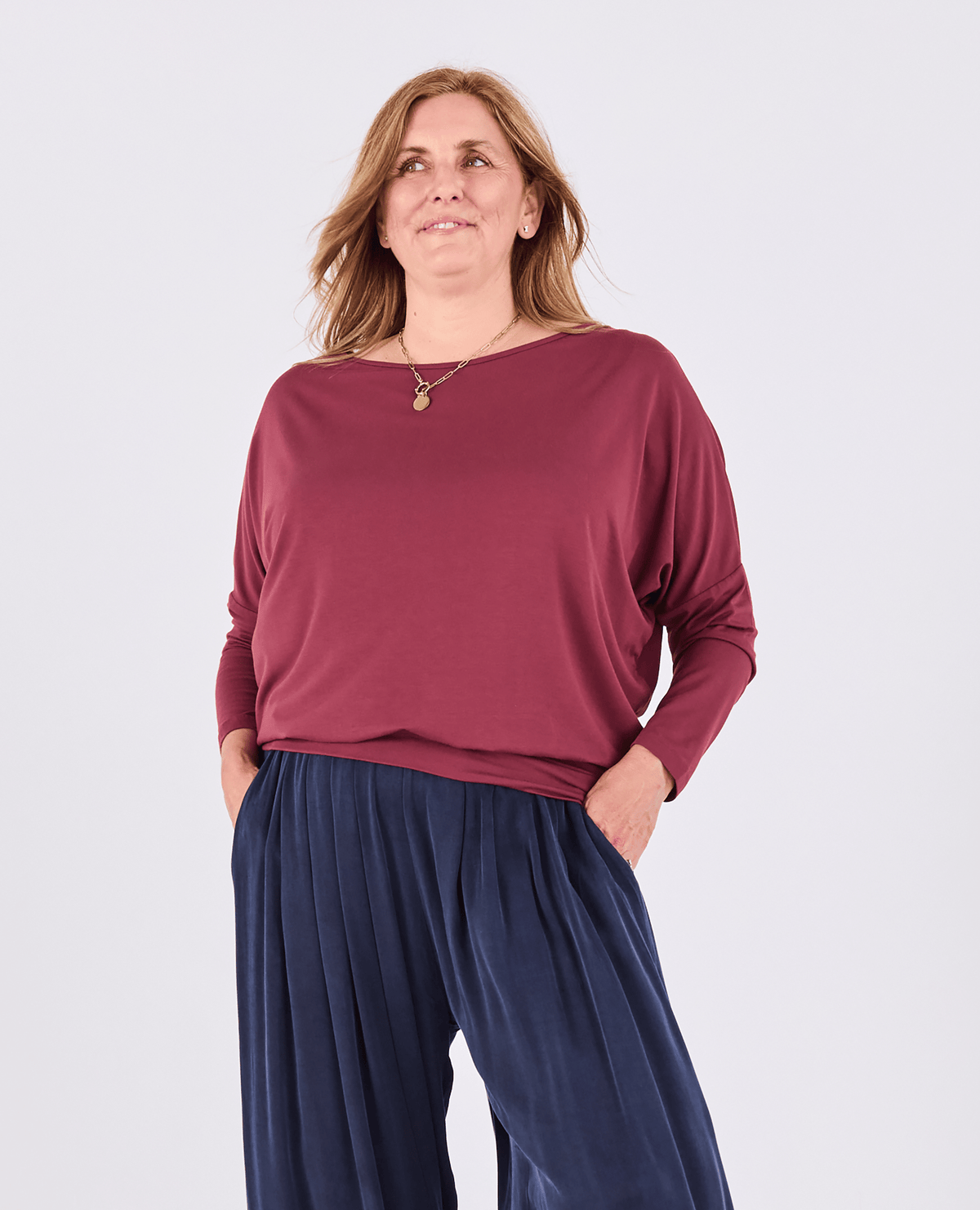 Aimee Batwing Top - Burgundy -Women's top - Melyr