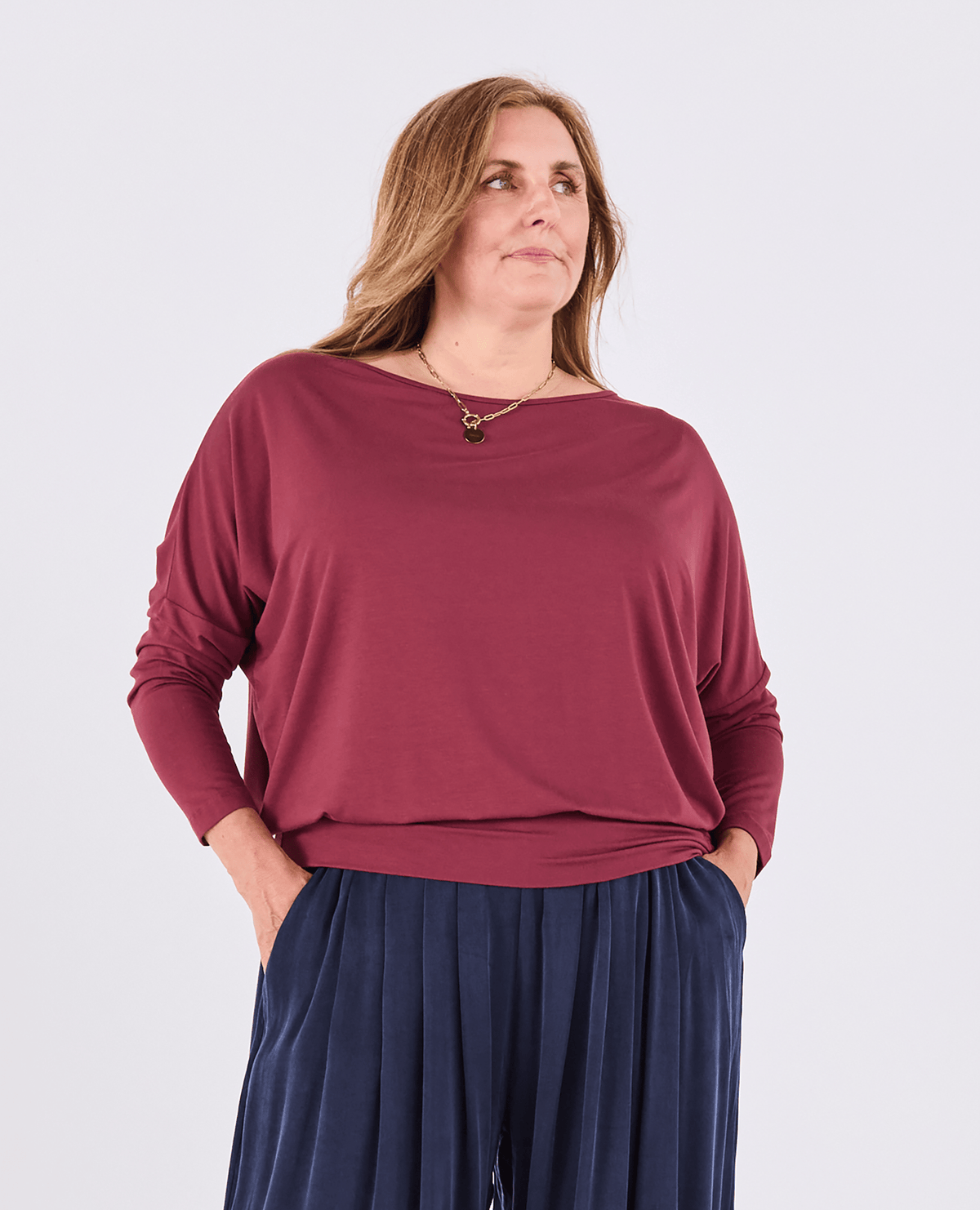 Aimee Batwing Top - Burgundy -Women's top - Melyr