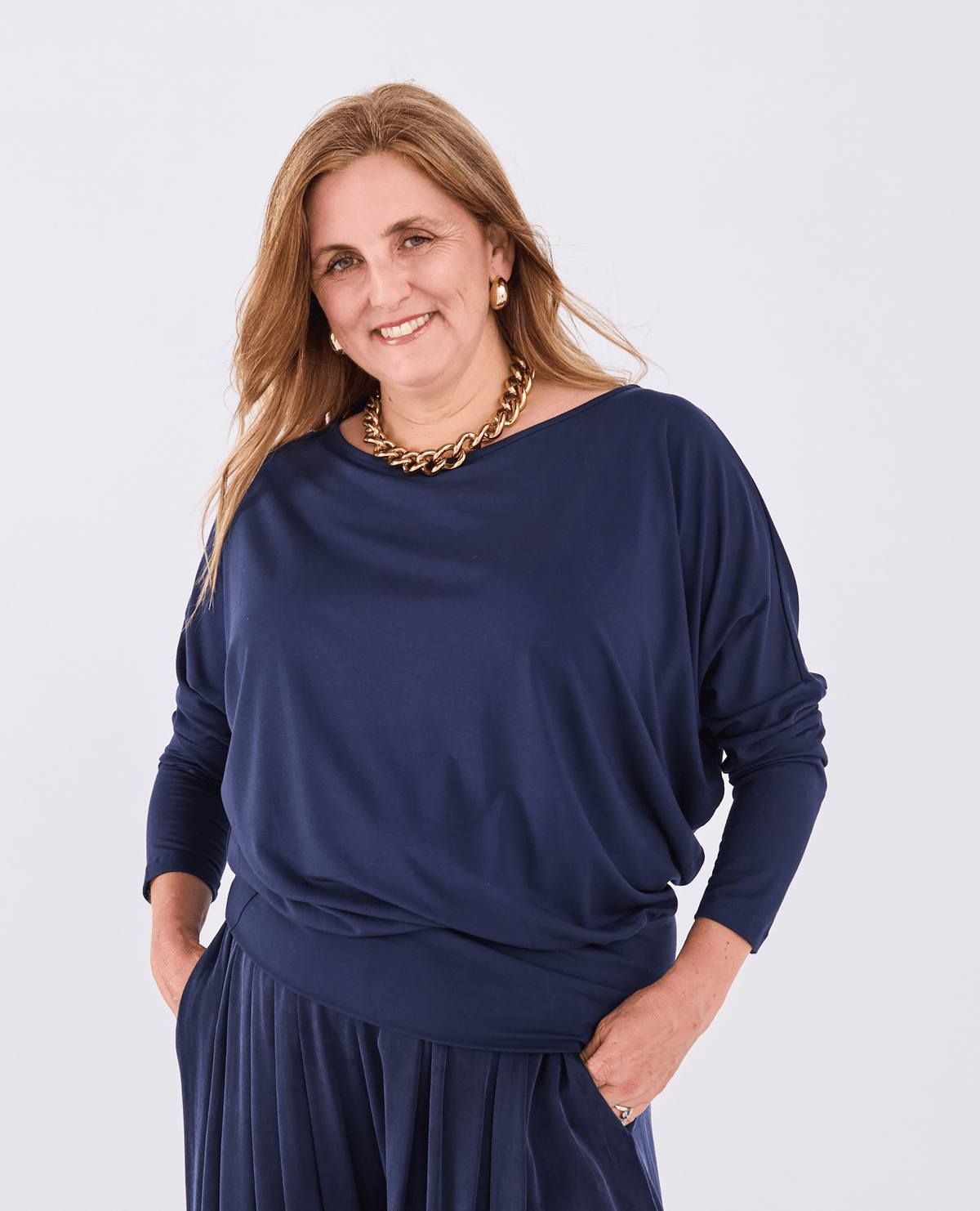 Aimee Batwing Top - Navy -Women's top - Melyr