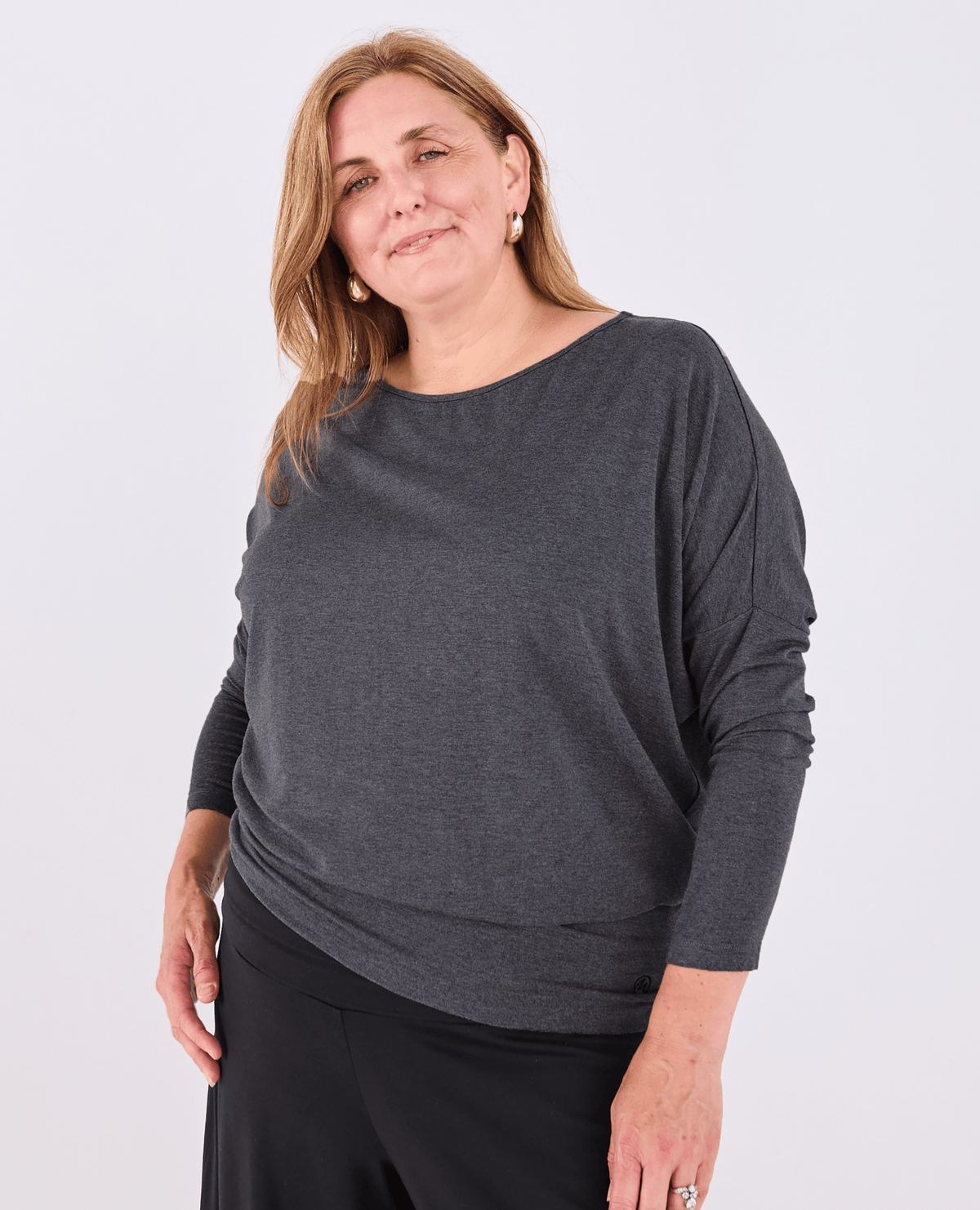 Aimee Batwing Top - Charcoal Marl -Women's top - Melyr