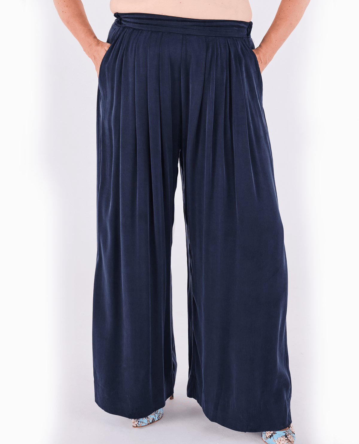 Portofino Wide-Leg Trouser - Navy -Trouser - Melyr
