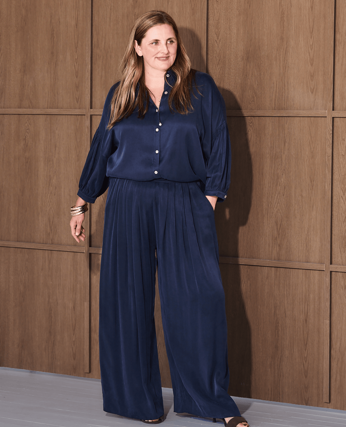 Sorrento Pleated Shirt - Navy -Shirt - Melyr