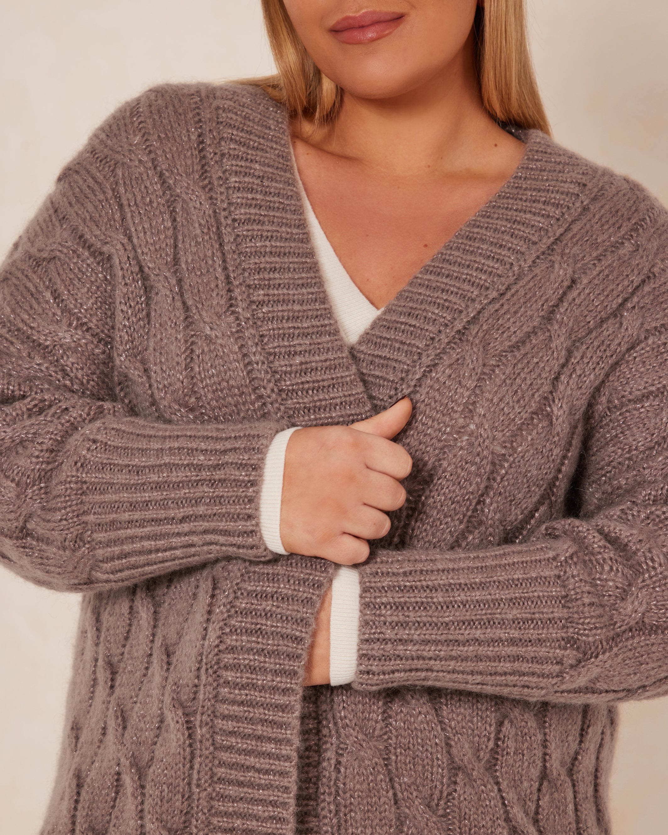 Rosa Shimmer Luxe Wool Cardigan