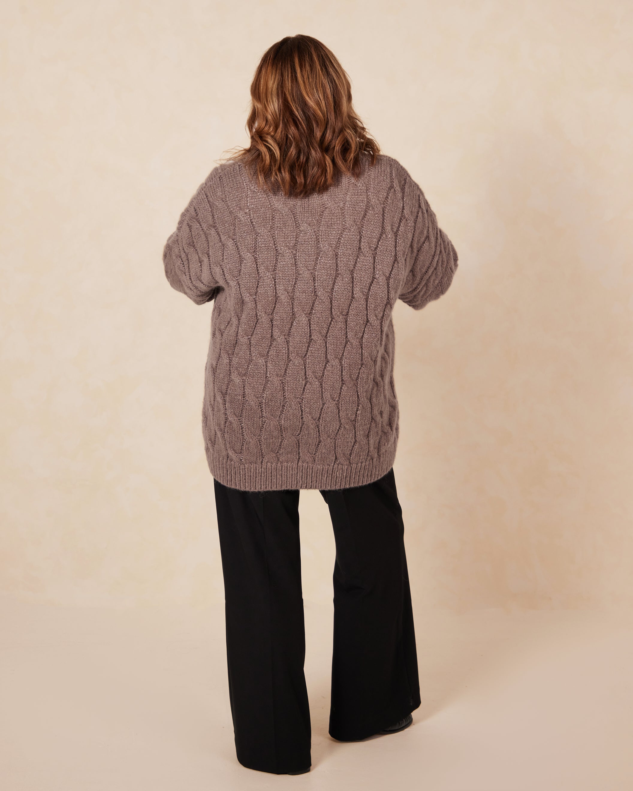 Rosa Shimmer Luxe Woll-Cardigan