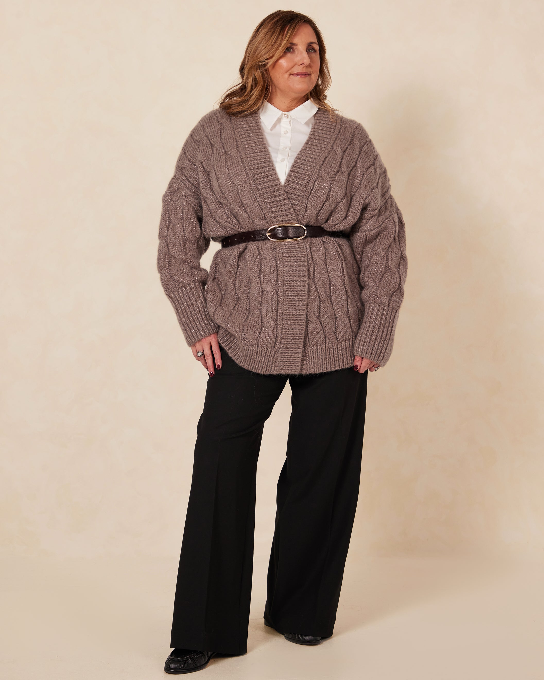 Rosa Shimmer Luxe Woll-Cardigan