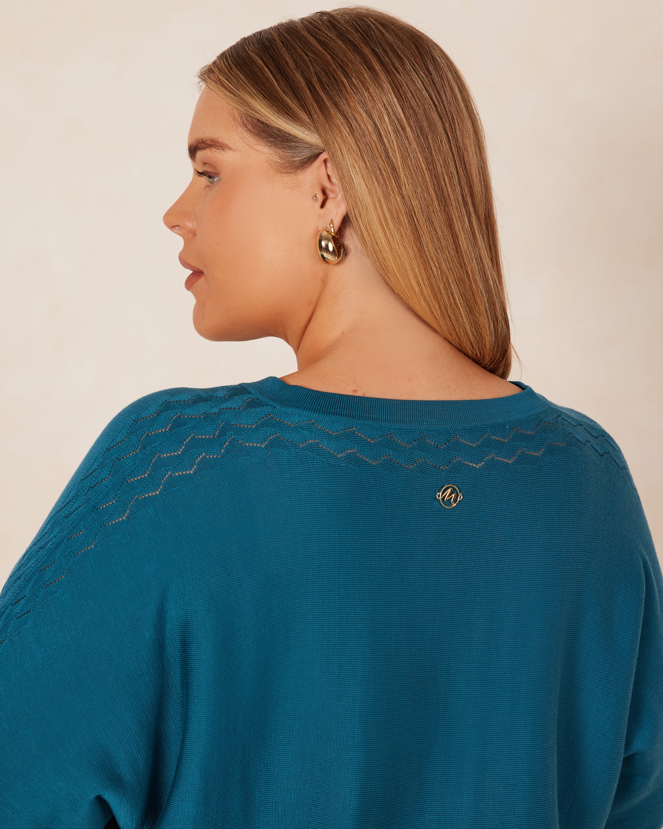 Harper Fine Knit V-neck Top - Teal