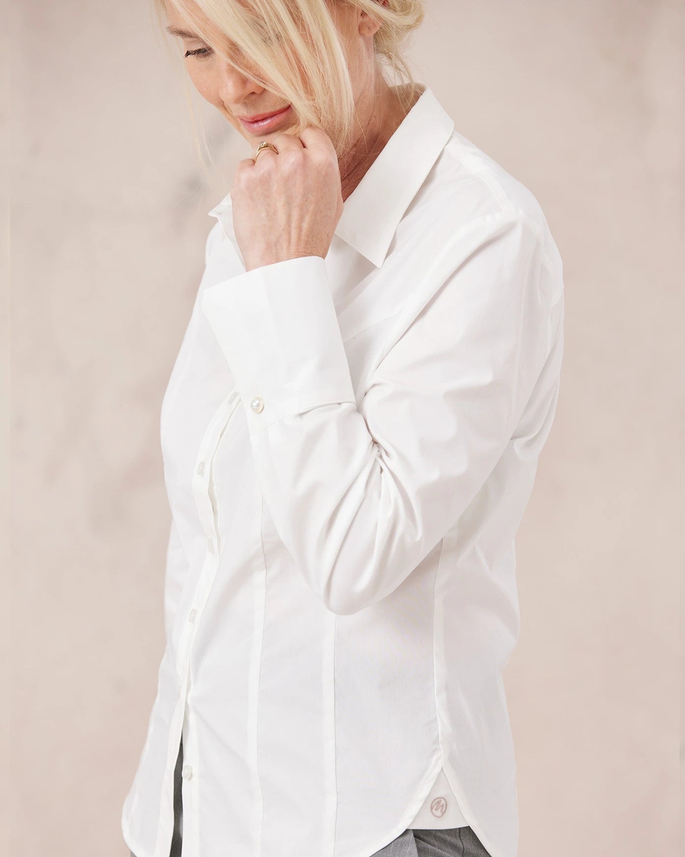 Ava Stretch Cotton Shirt - White