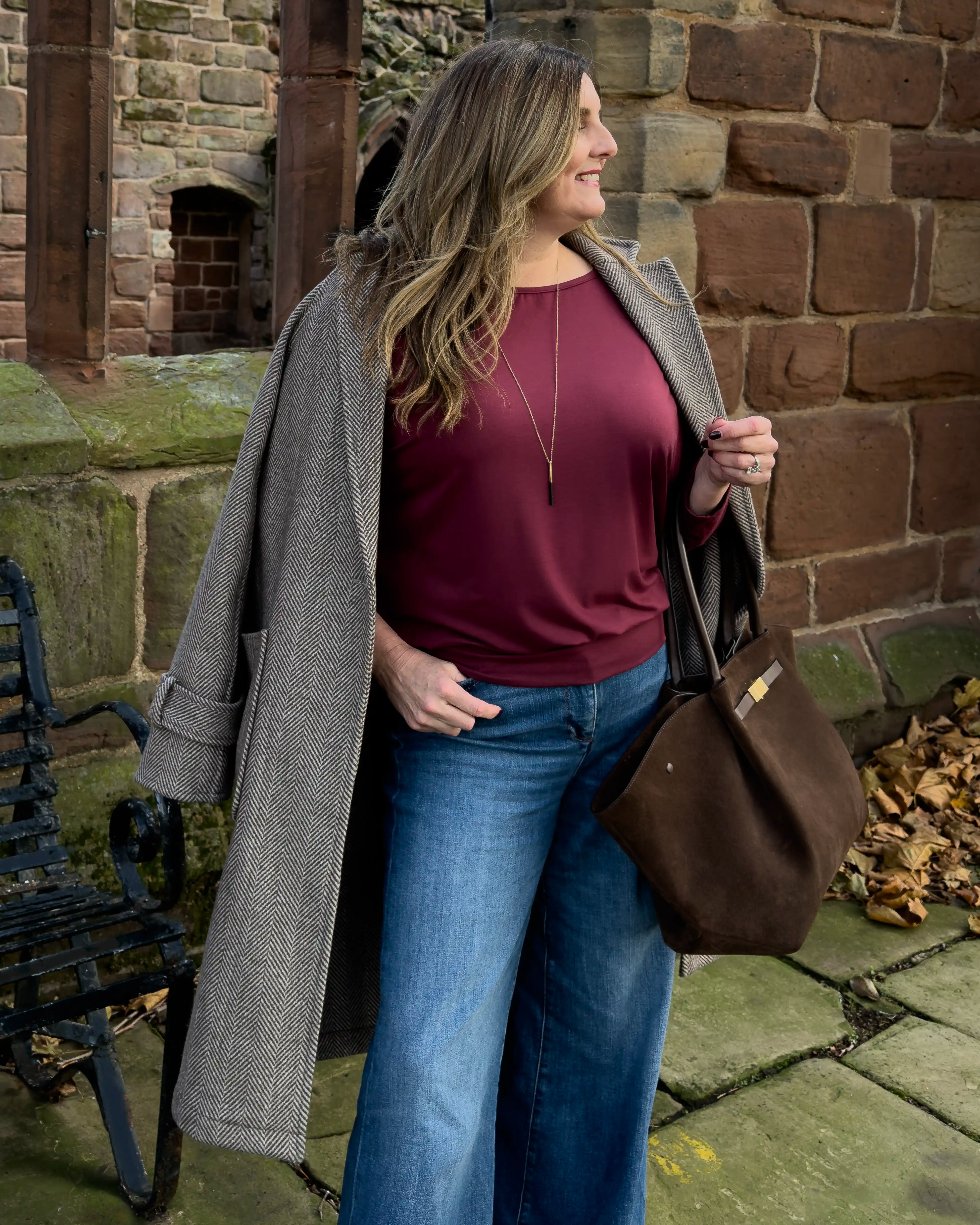 Aimee Relaxed Batwing Top - Burgundy