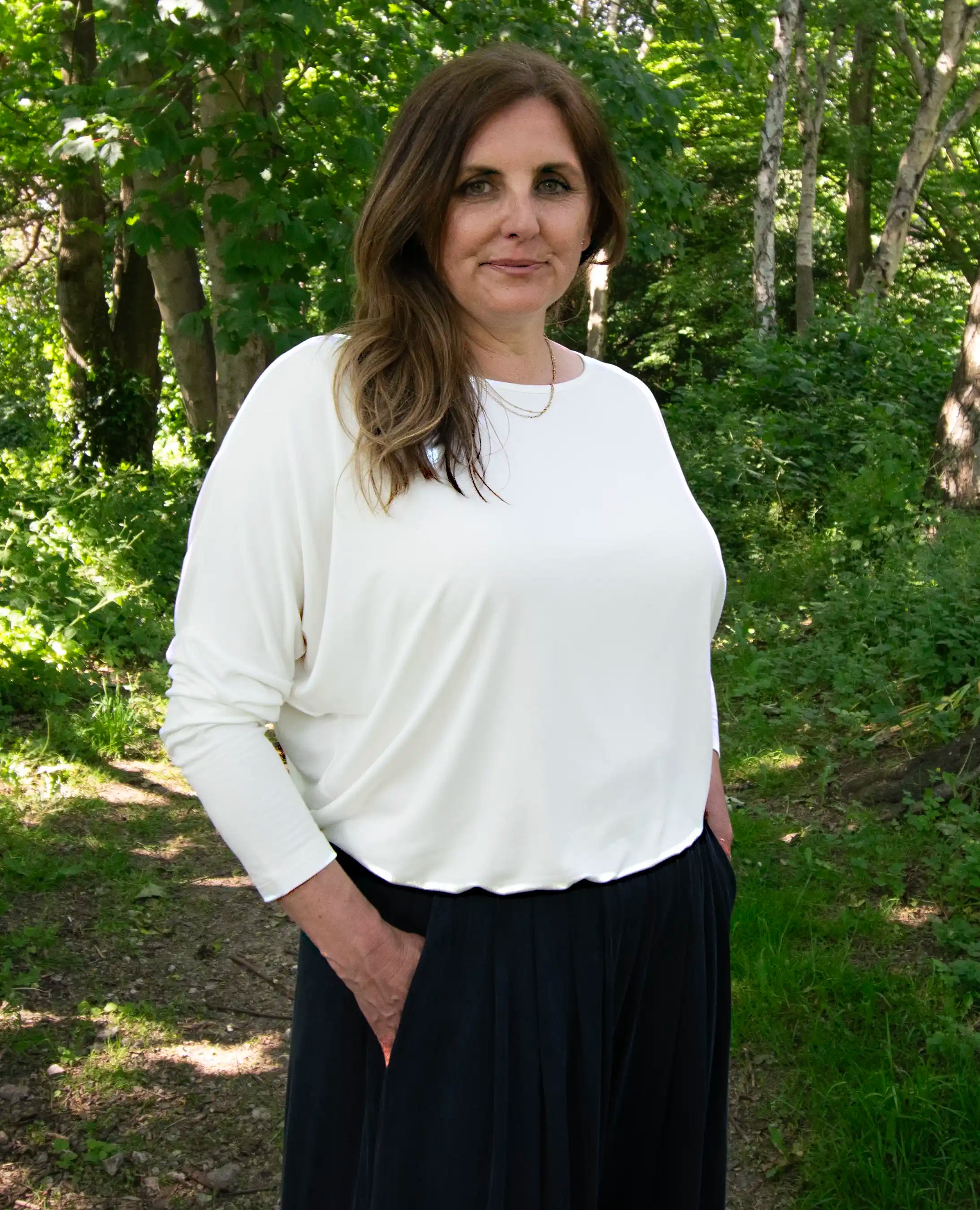 Aimee Relaxed Batwing Top - White