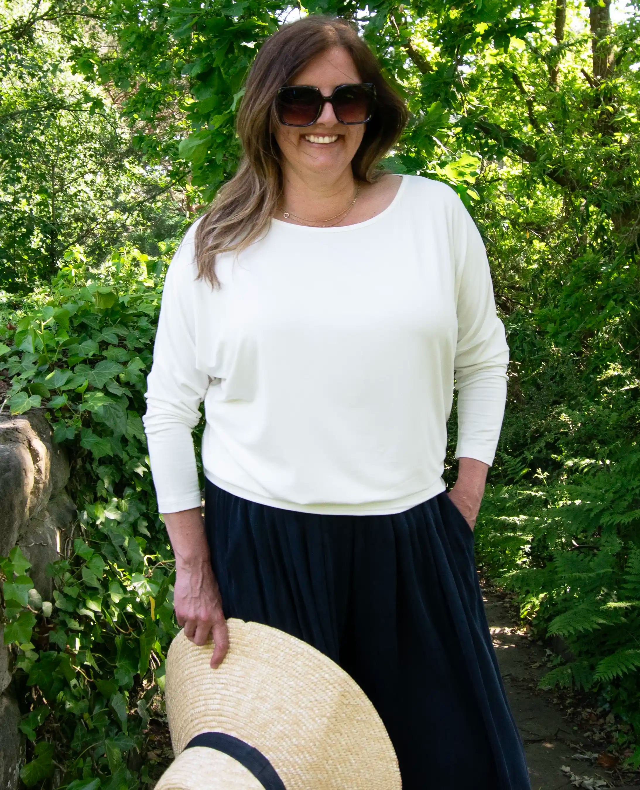 Aimee Relaxed Batwing Top - White