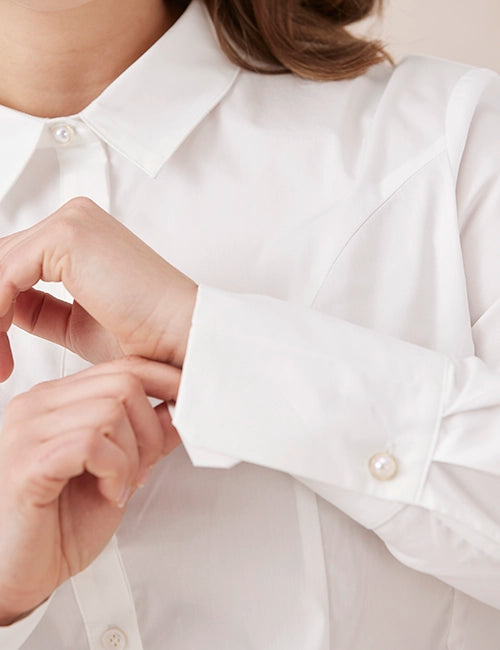 Ava Stretch Cotton Shirt - White