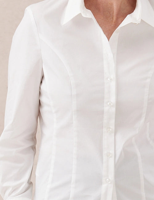 Ava Stretch Cotton Shirt - White
