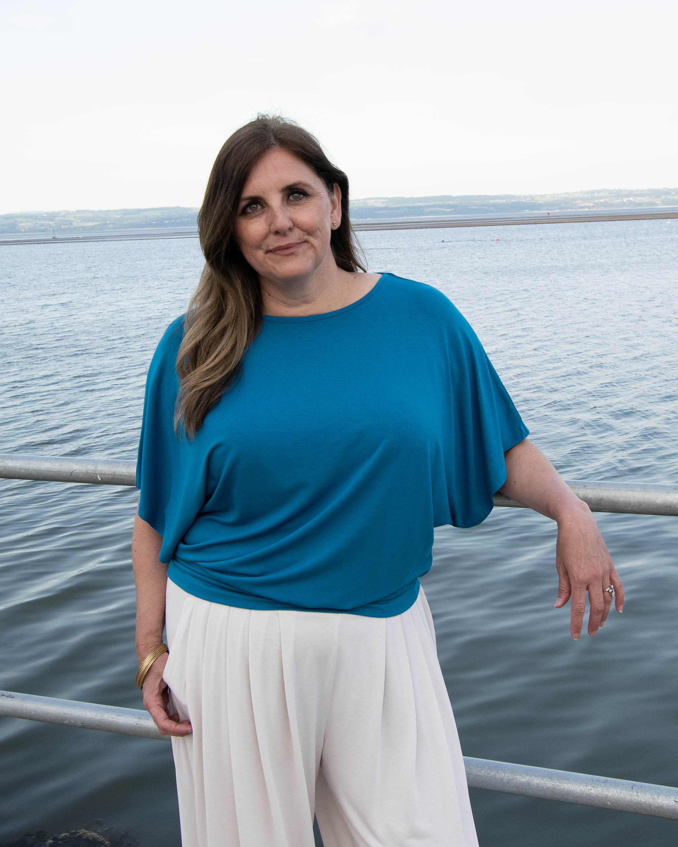 Nico Kimono Sleeve Jersey Top - Teal