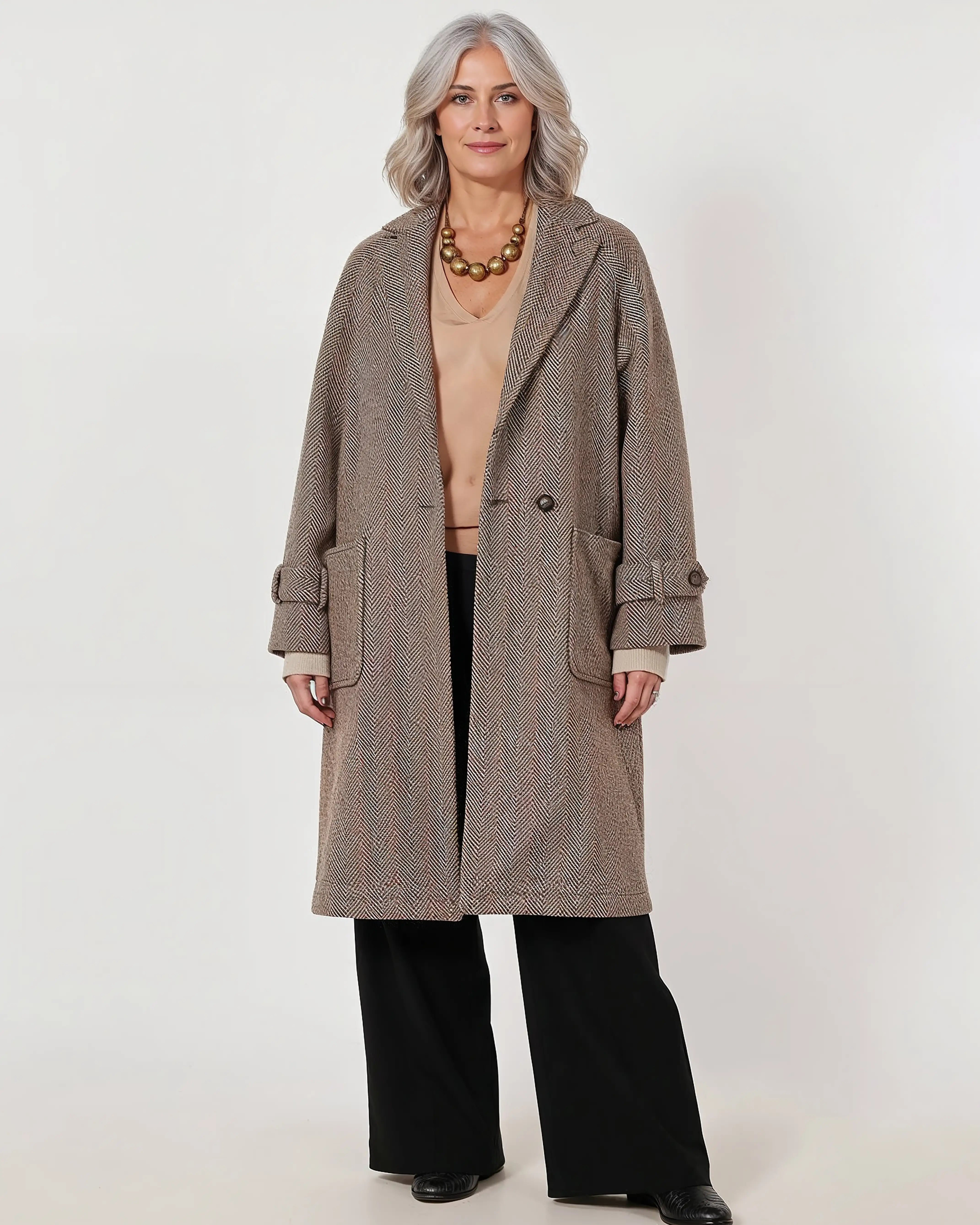 Coco Tailored Herringbone Coat