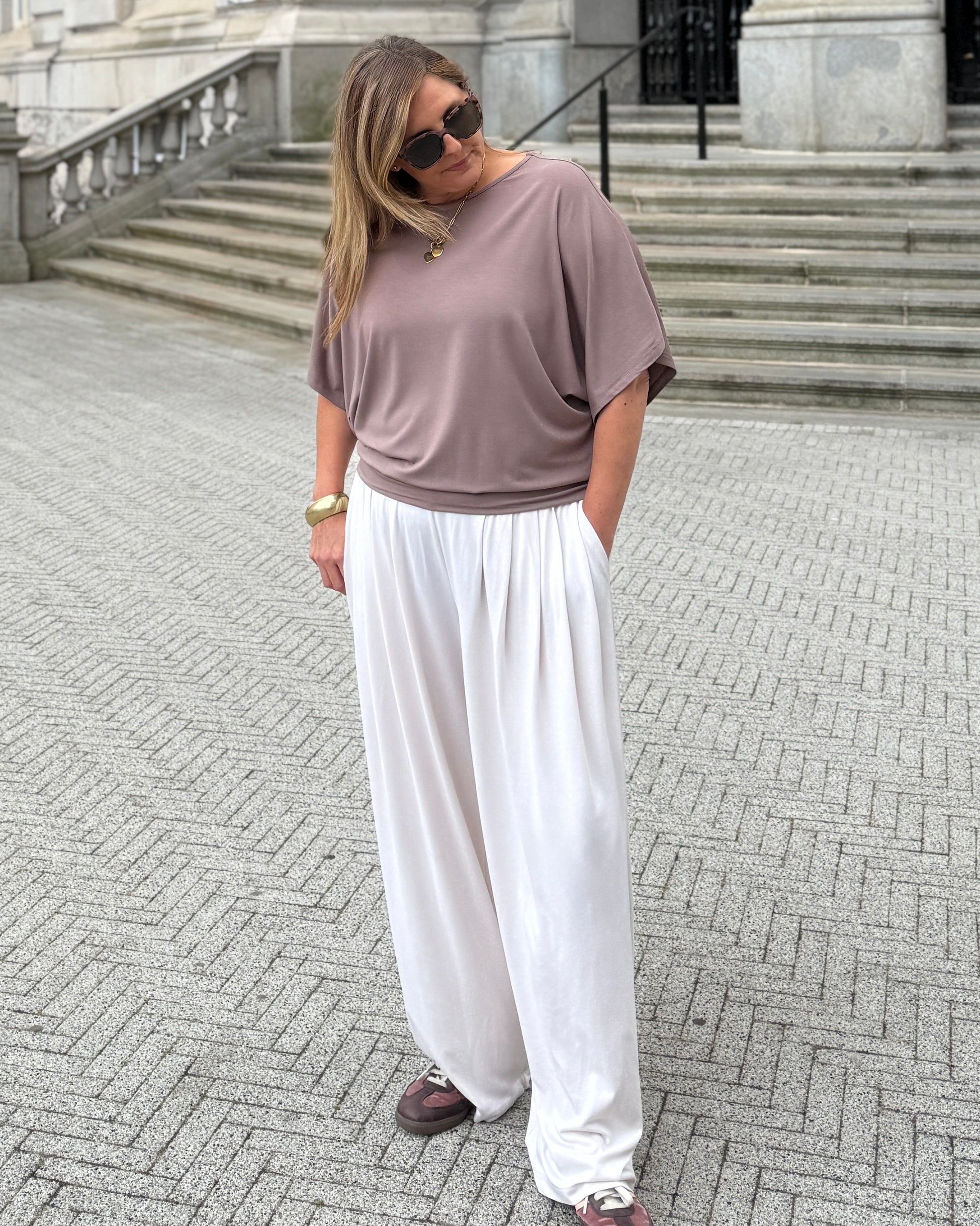 Nico Kimono Sleeve Jersey Top - Espresso