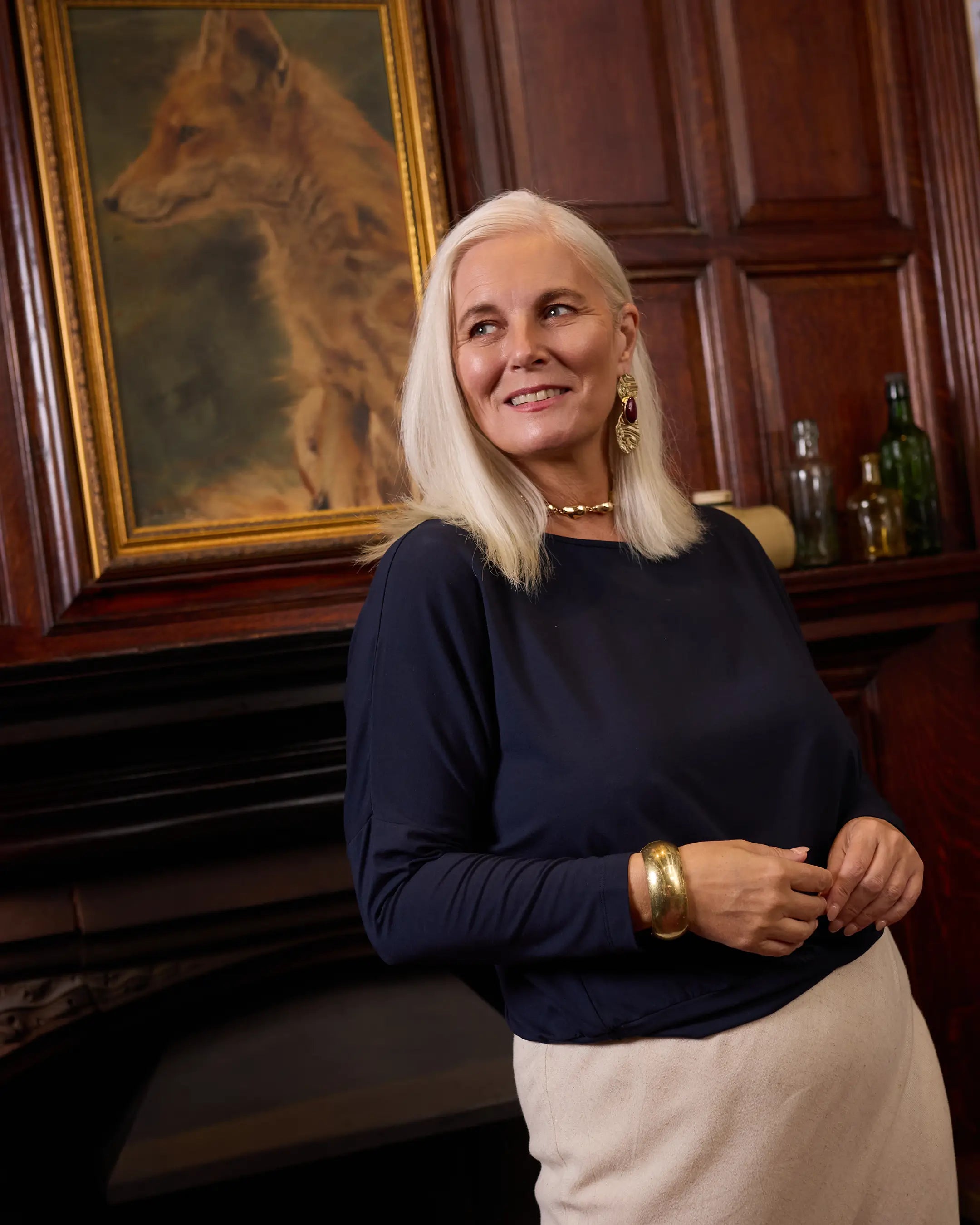 Aimee Relaxed Batwing Top - Navy