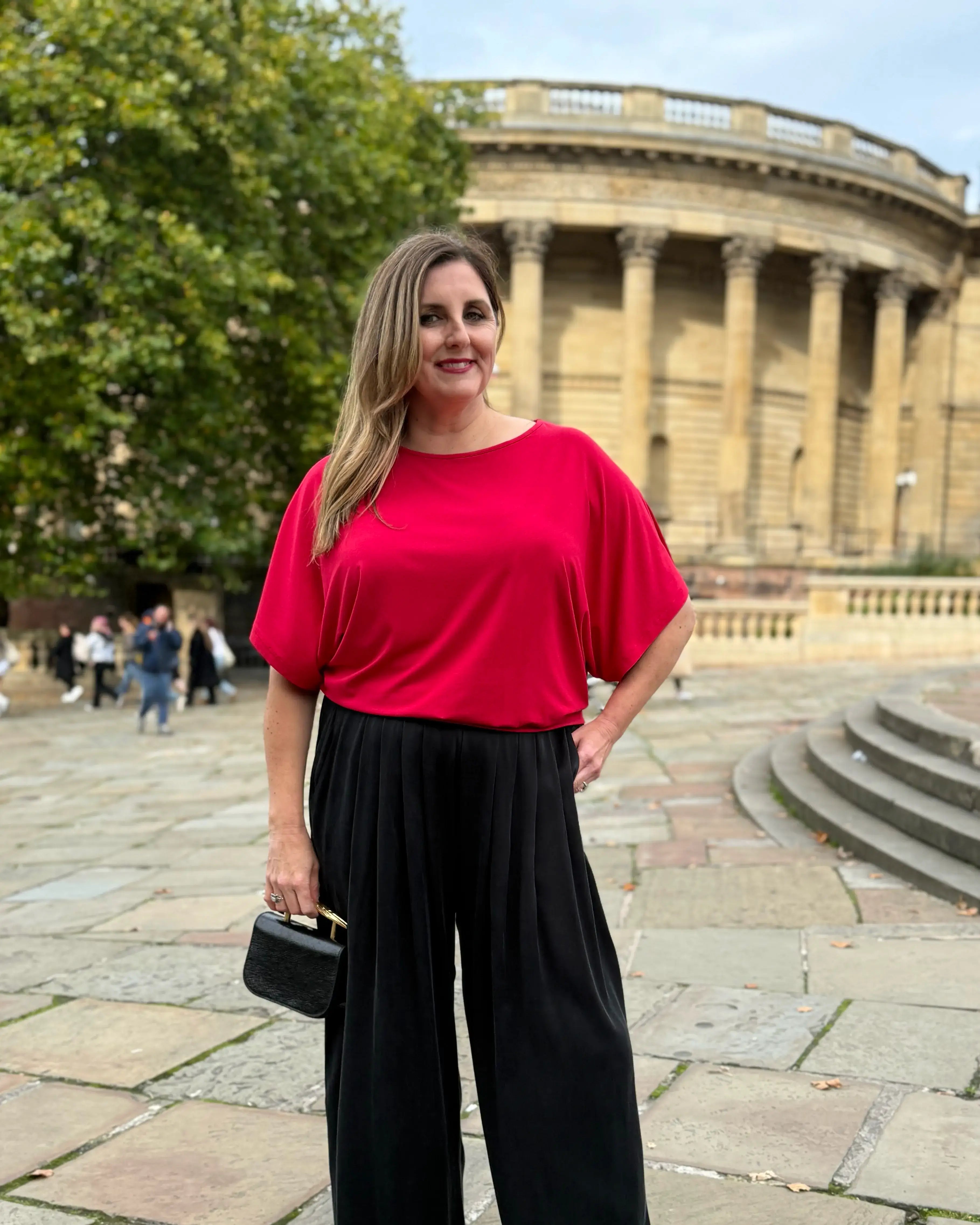 Nico Kimono Sleeve Jersey Top - Lipstick Red