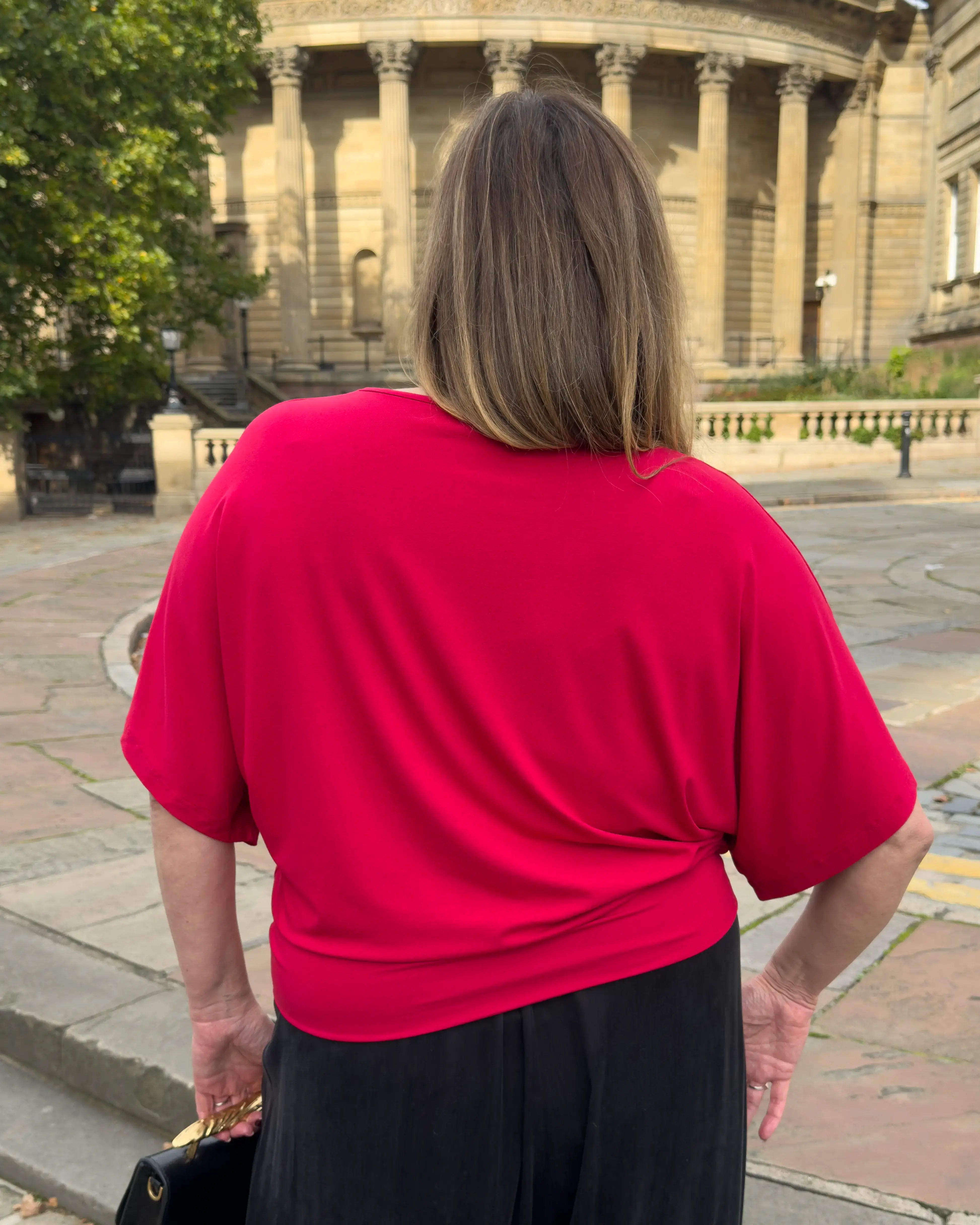 Nico Kimono Sleeve Jersey Top - Lipstick Red