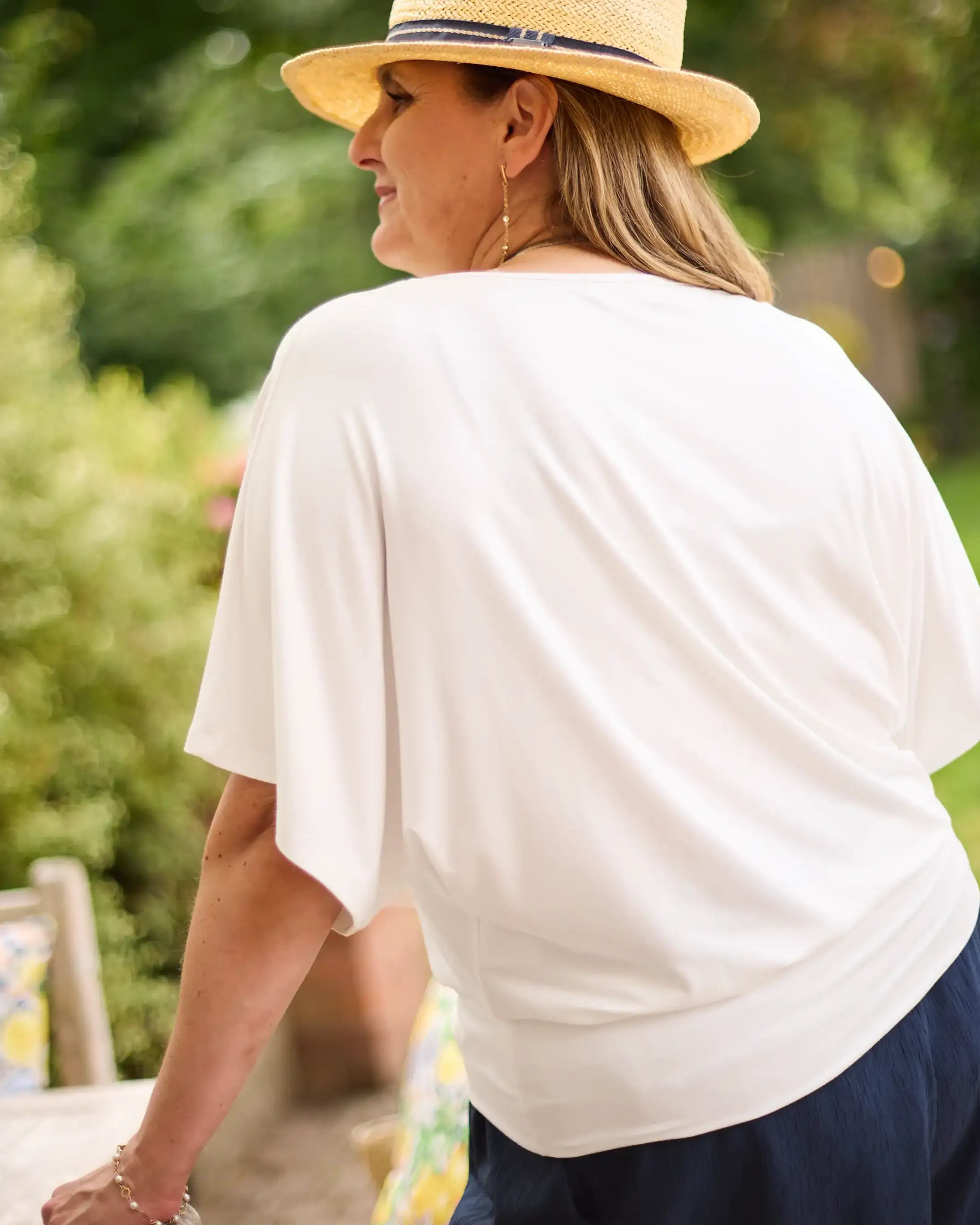 Nico Kimono Sleeve Jersey Top - White