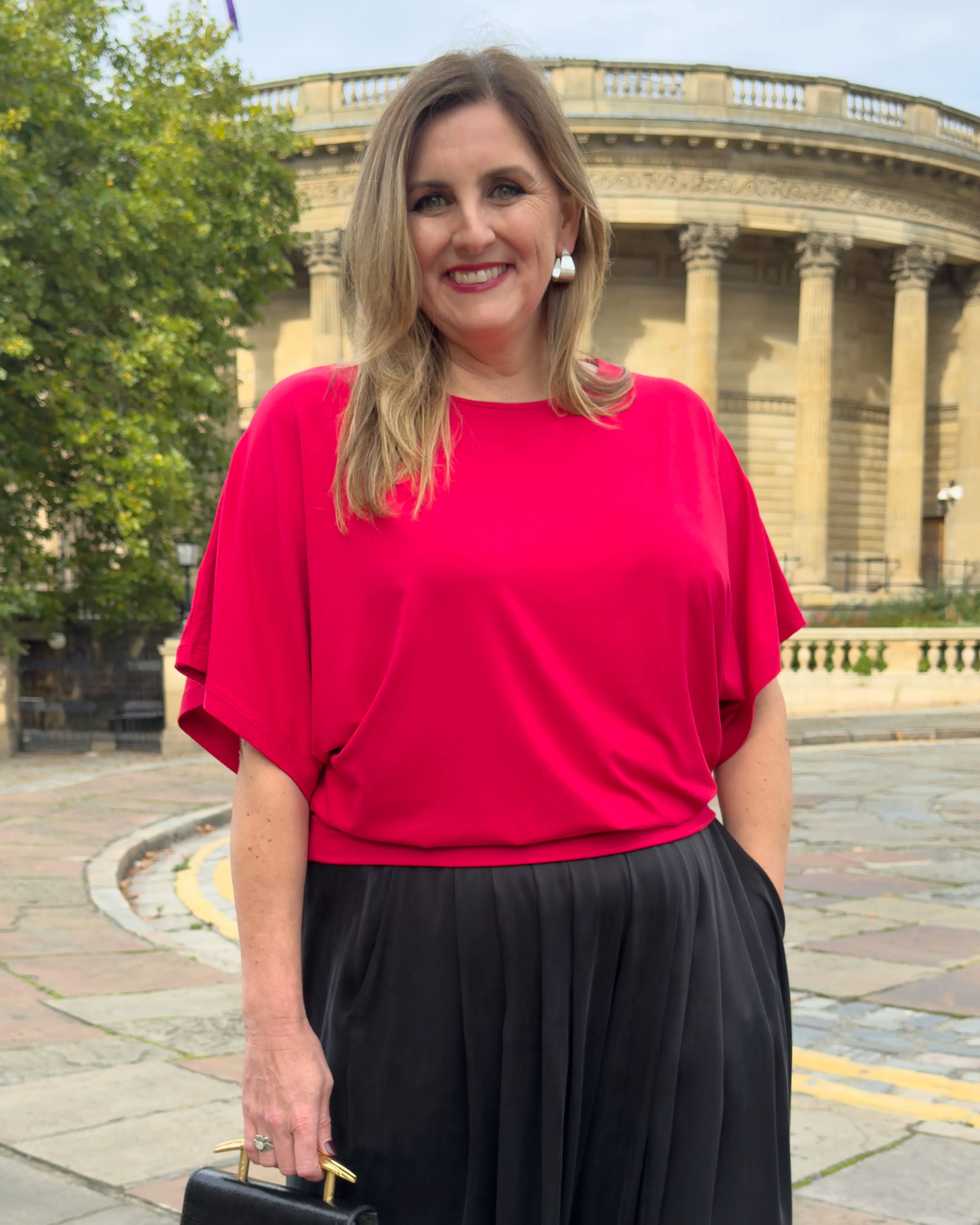 Nico Kimono Sleeve Jersey Top - Lipstick Red