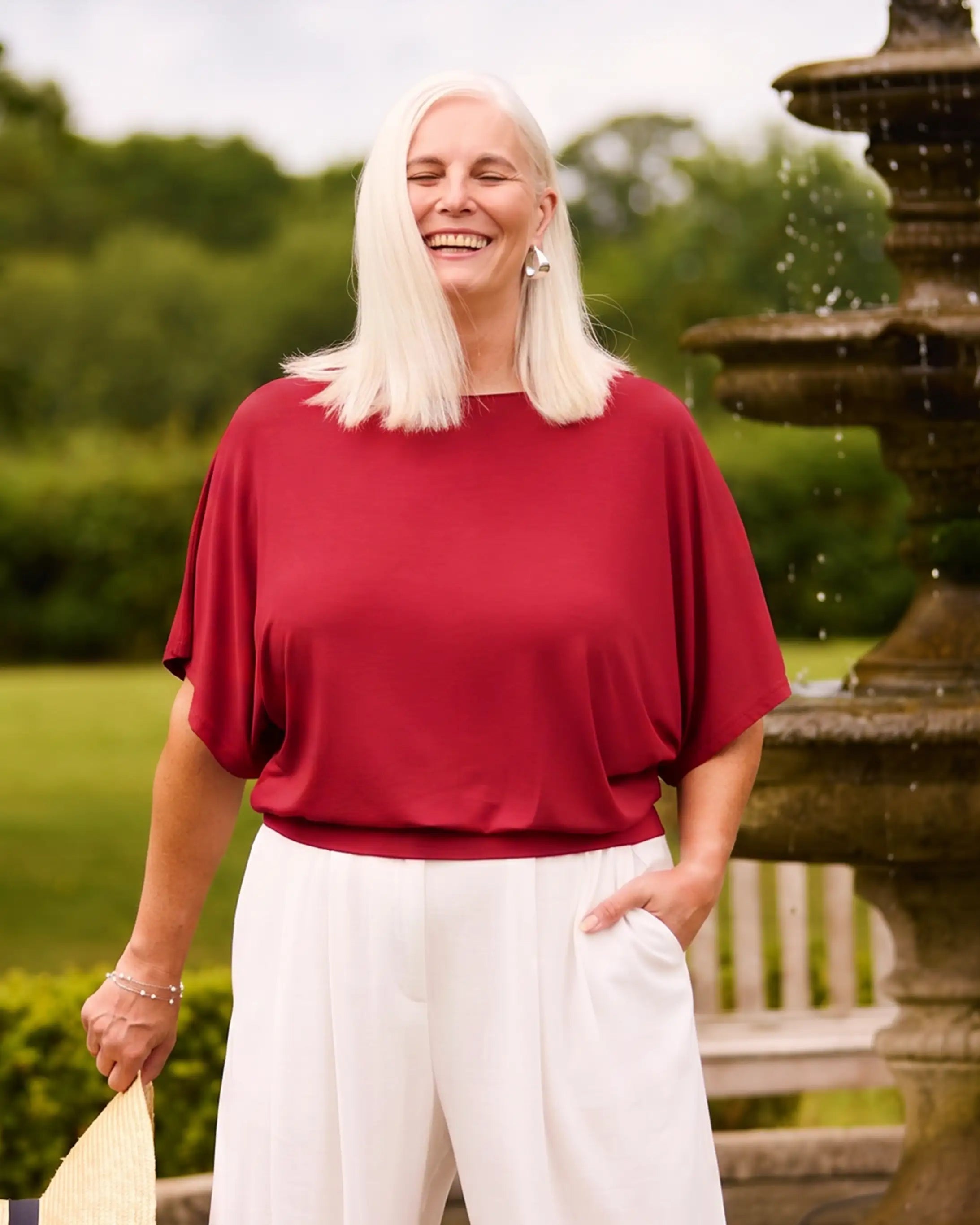 Nico Kimono Sleeve Jersey Top - Lipstick Red