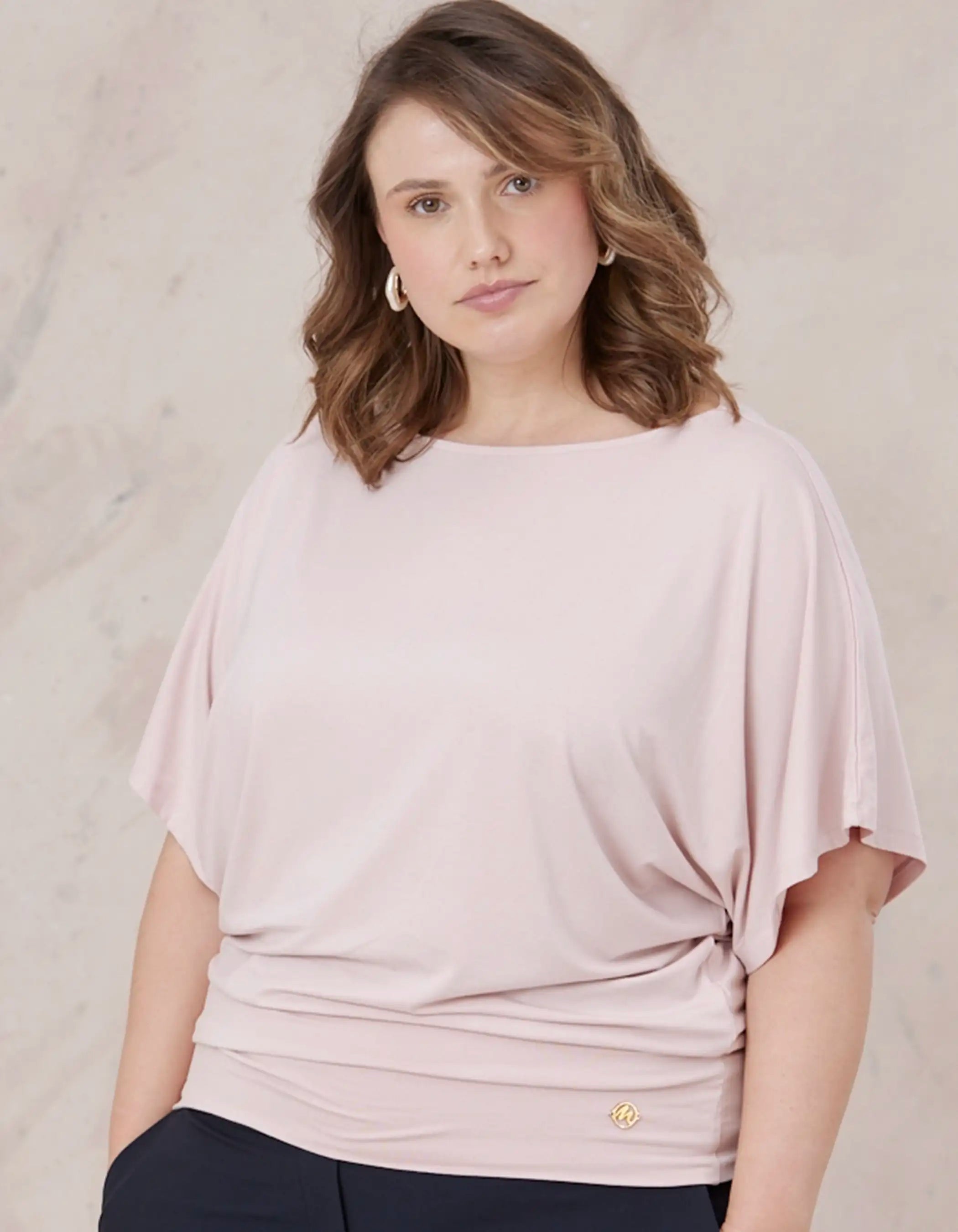 Nico Kimono Sleeve Jersey Top - Rosewater