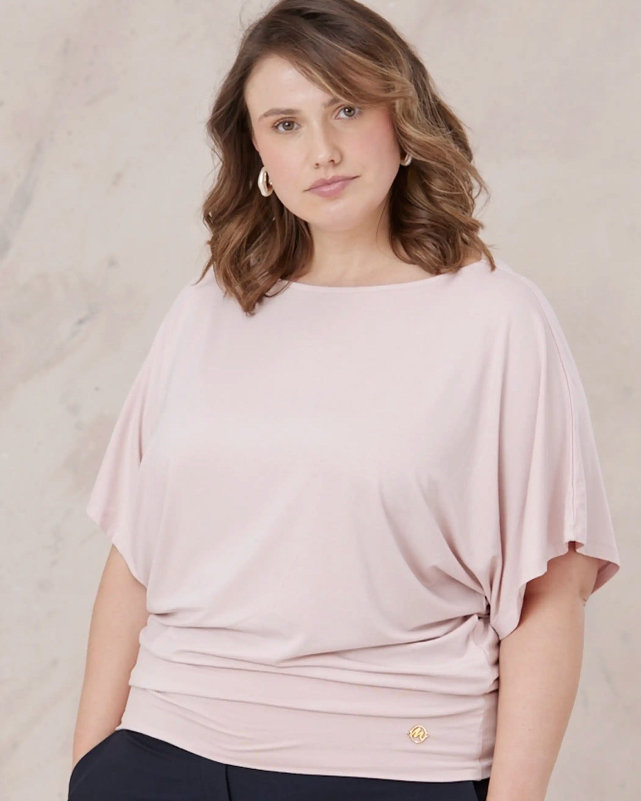 Nico Kimono Sleeve Jersey Top - Rosewater