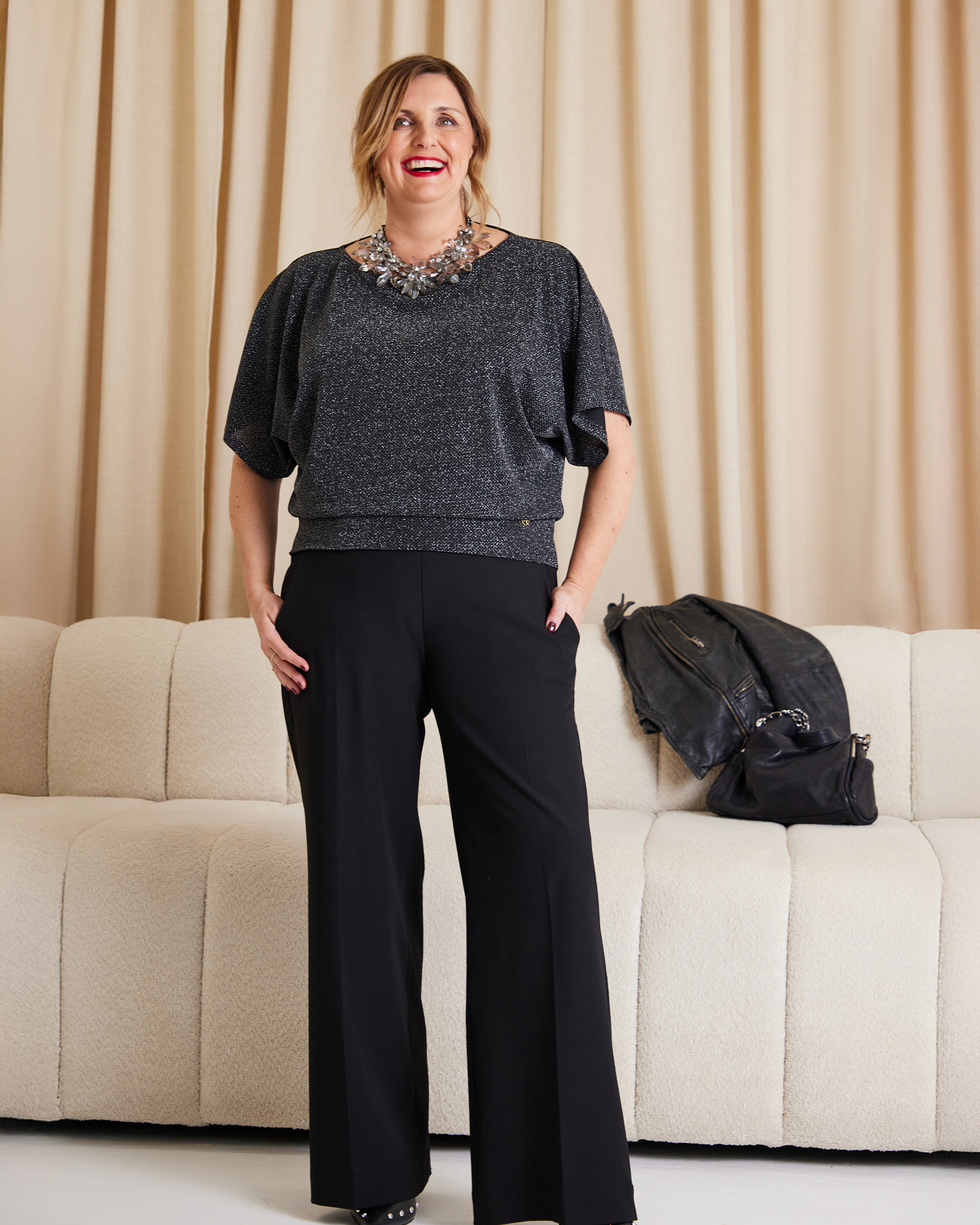 Amalfi MELYRFLEX Wide Leg Stretch Trouser - Black