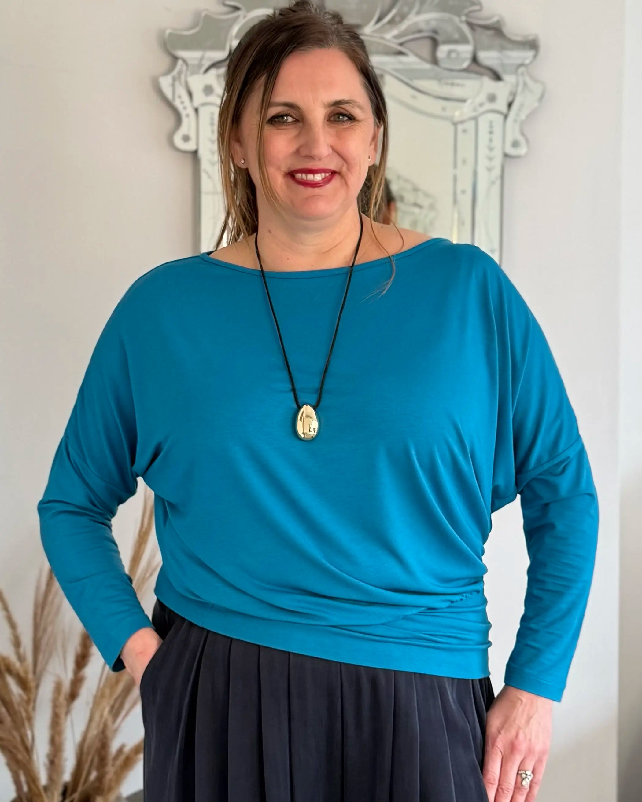 Aimee Relaxed Batwing Top - Teal