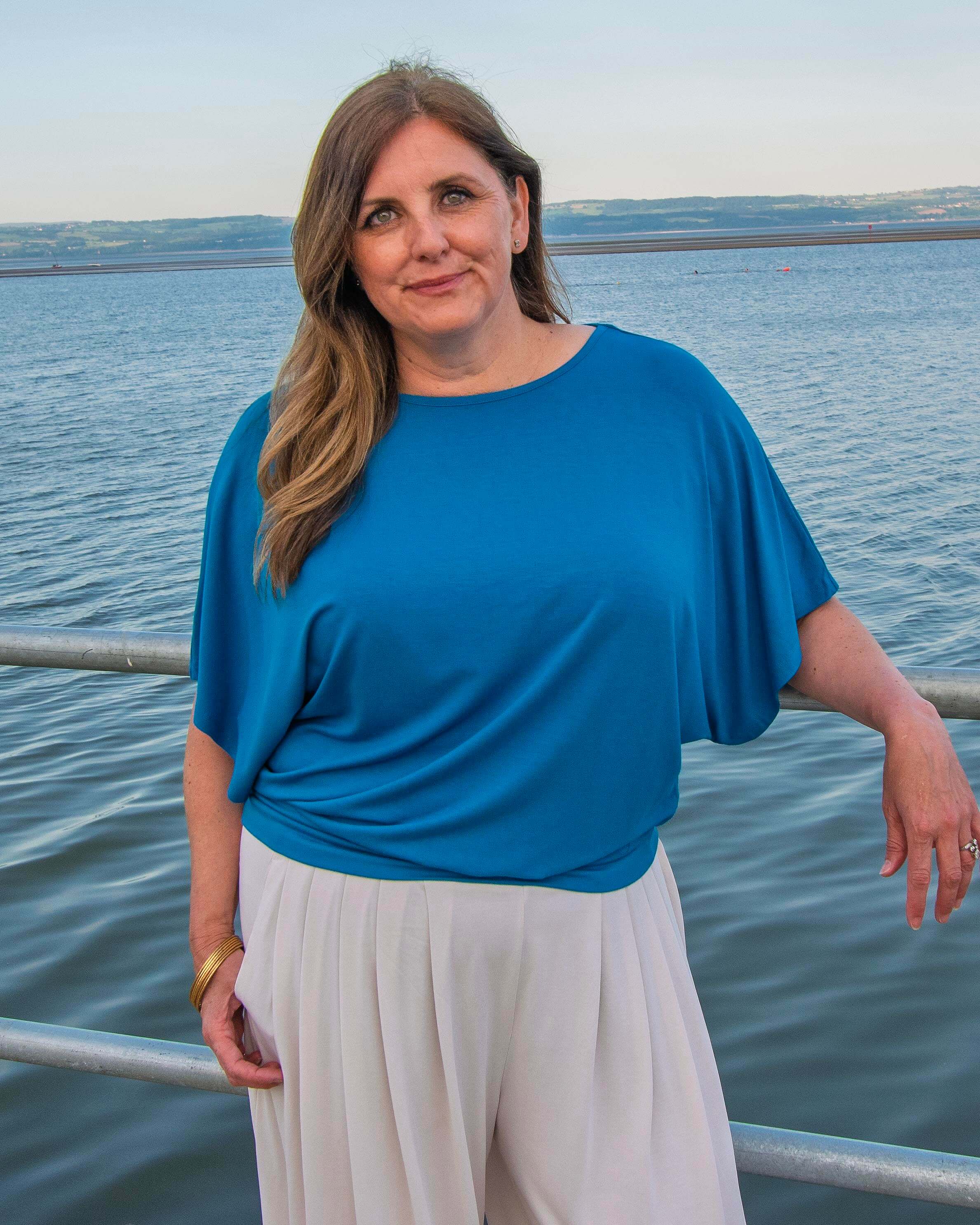 Nico Kimono Sleeve Jersey Top - Teal