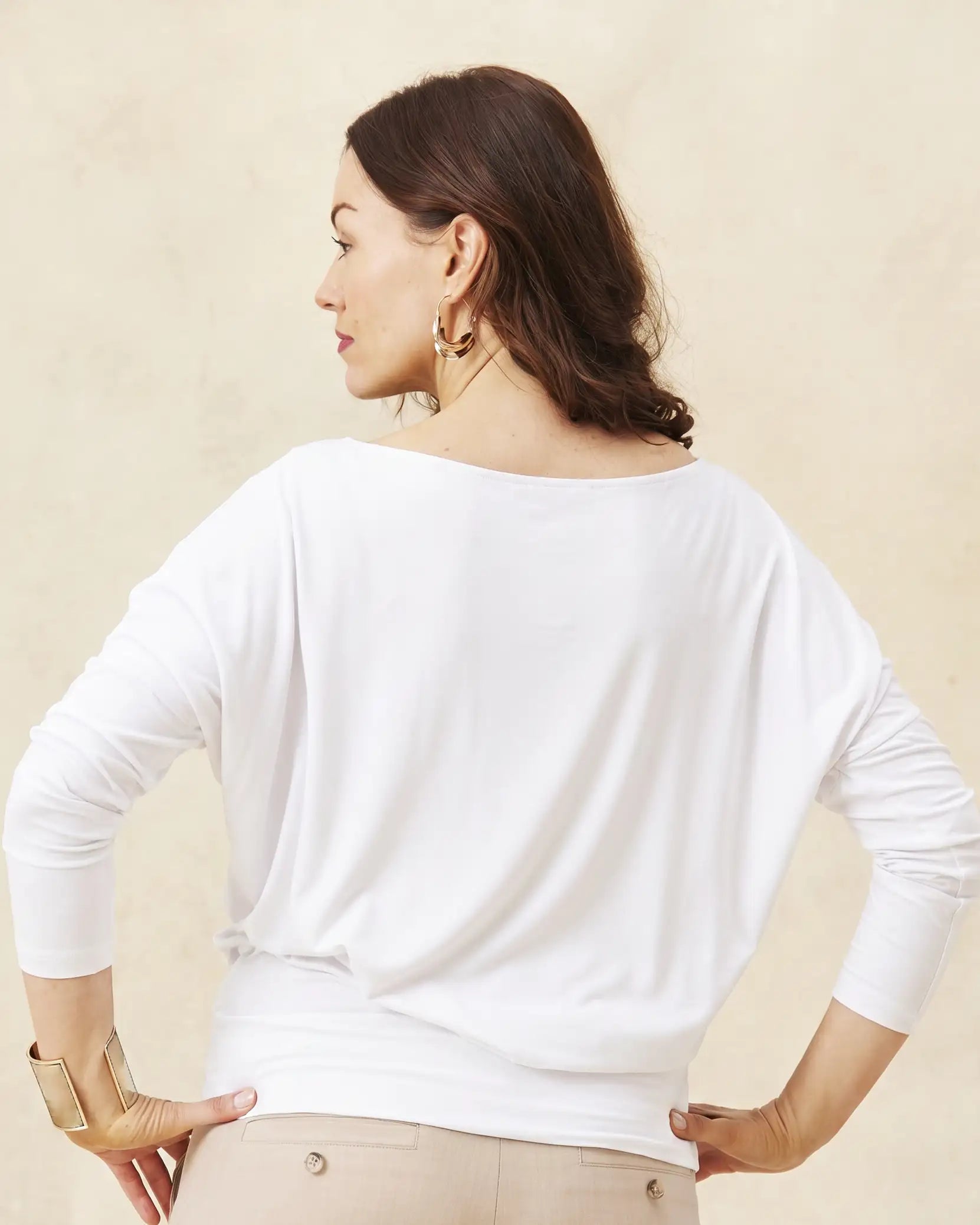 Aimee Relaxed Batwing Top - White