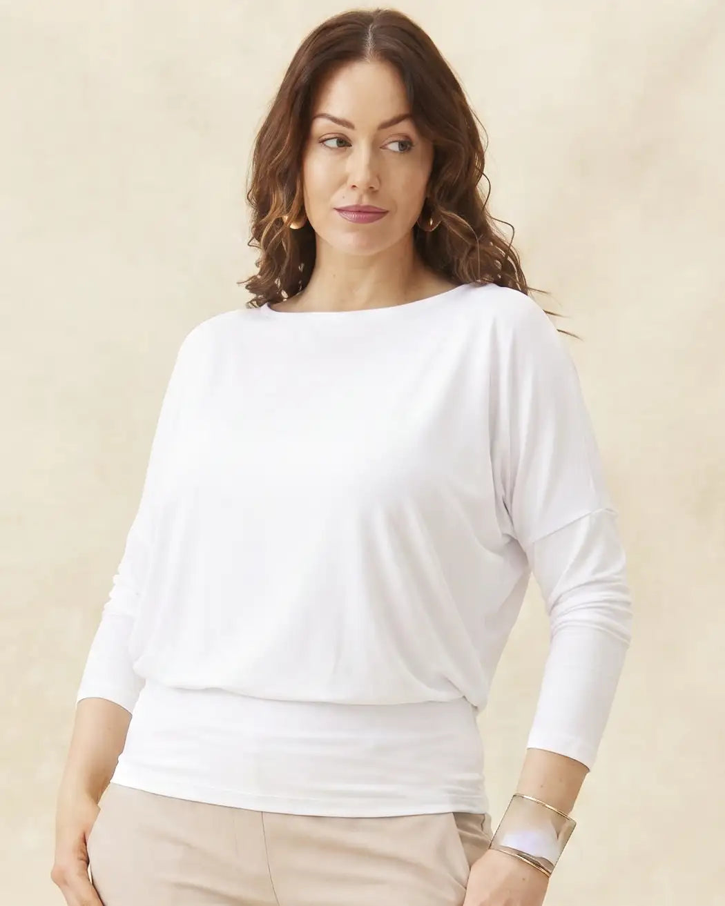 Aimee Relaxed Batwing Top - White