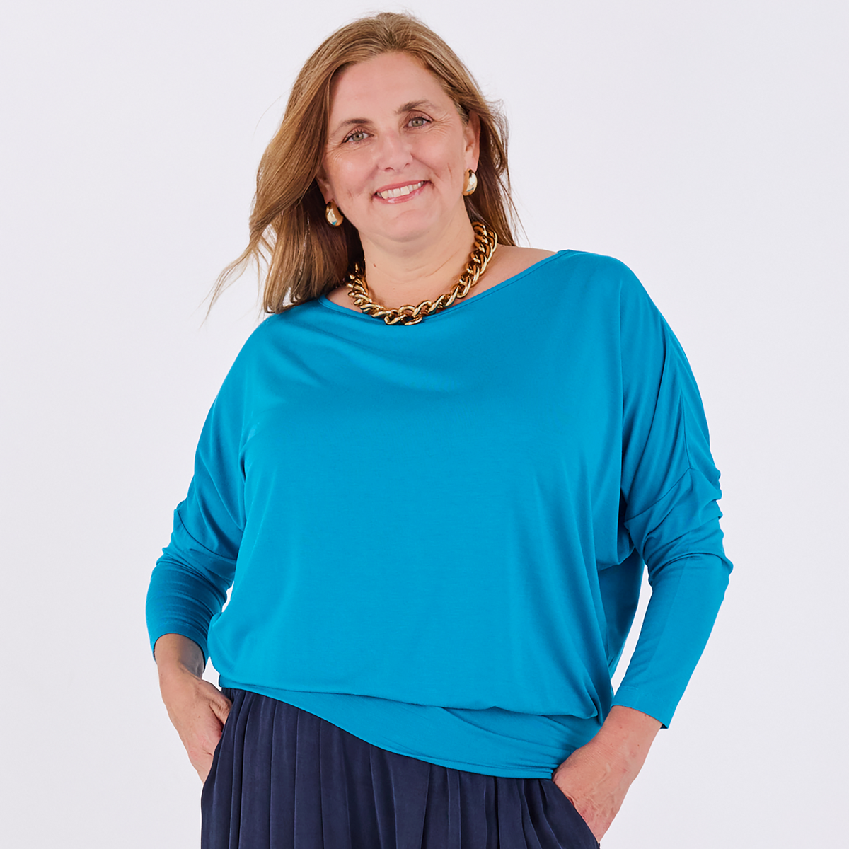 Aimee jersey top in teal