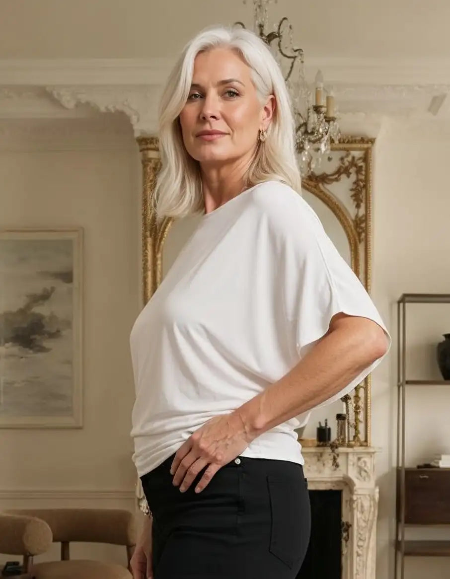 Nico Kimono Sleeve Jersey Top - White