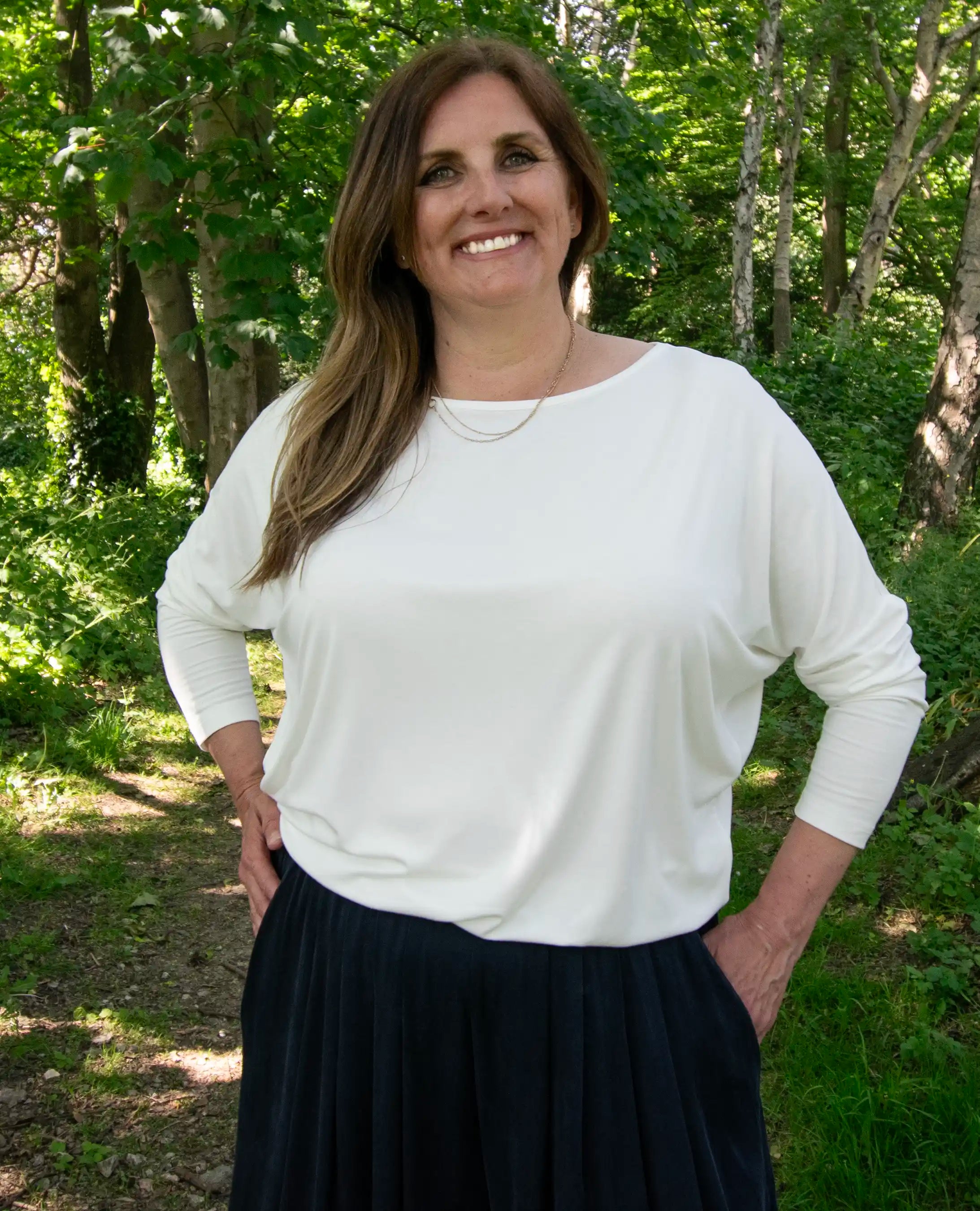 Aimee Relaxed Batwing Top - White