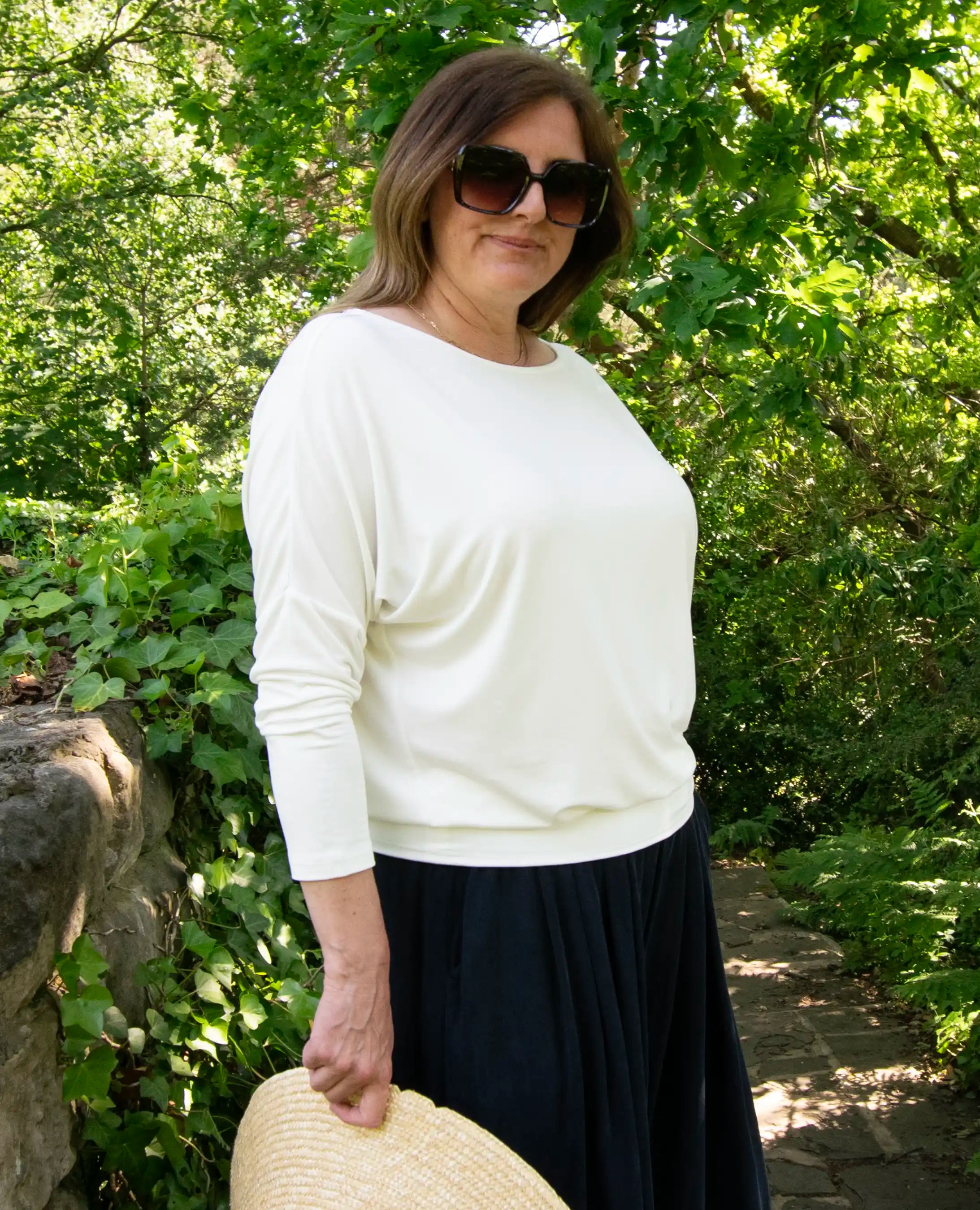 Aimee Relaxed Batwing Top - White