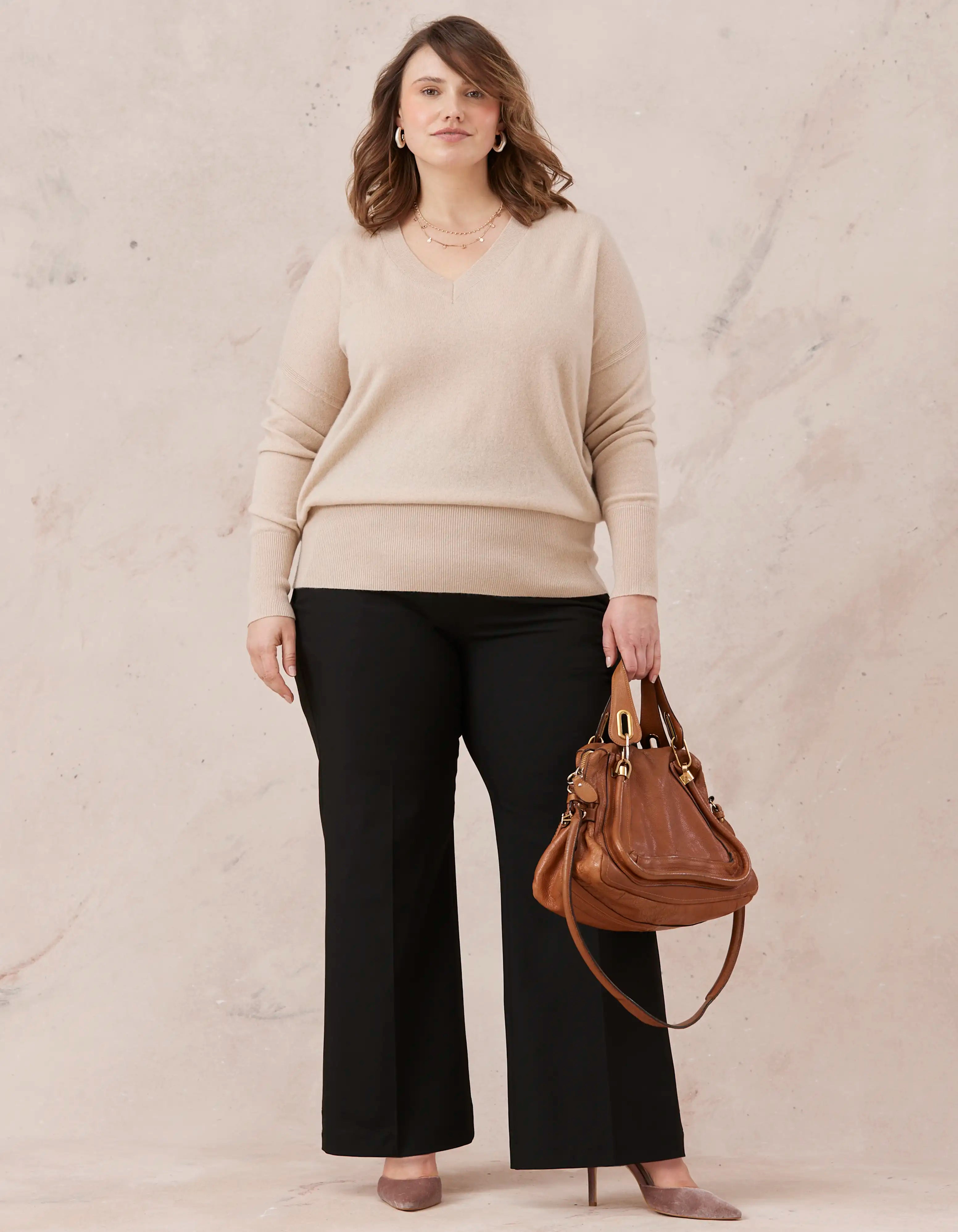 Helena V-neck Merino And Cashmere Knit - Sand