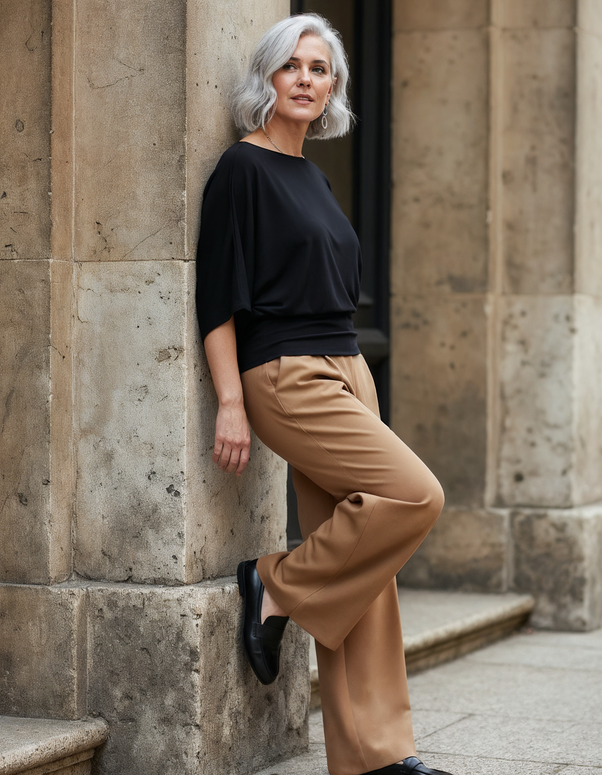 Nico Kimono Sleeve Jersey Top - Black