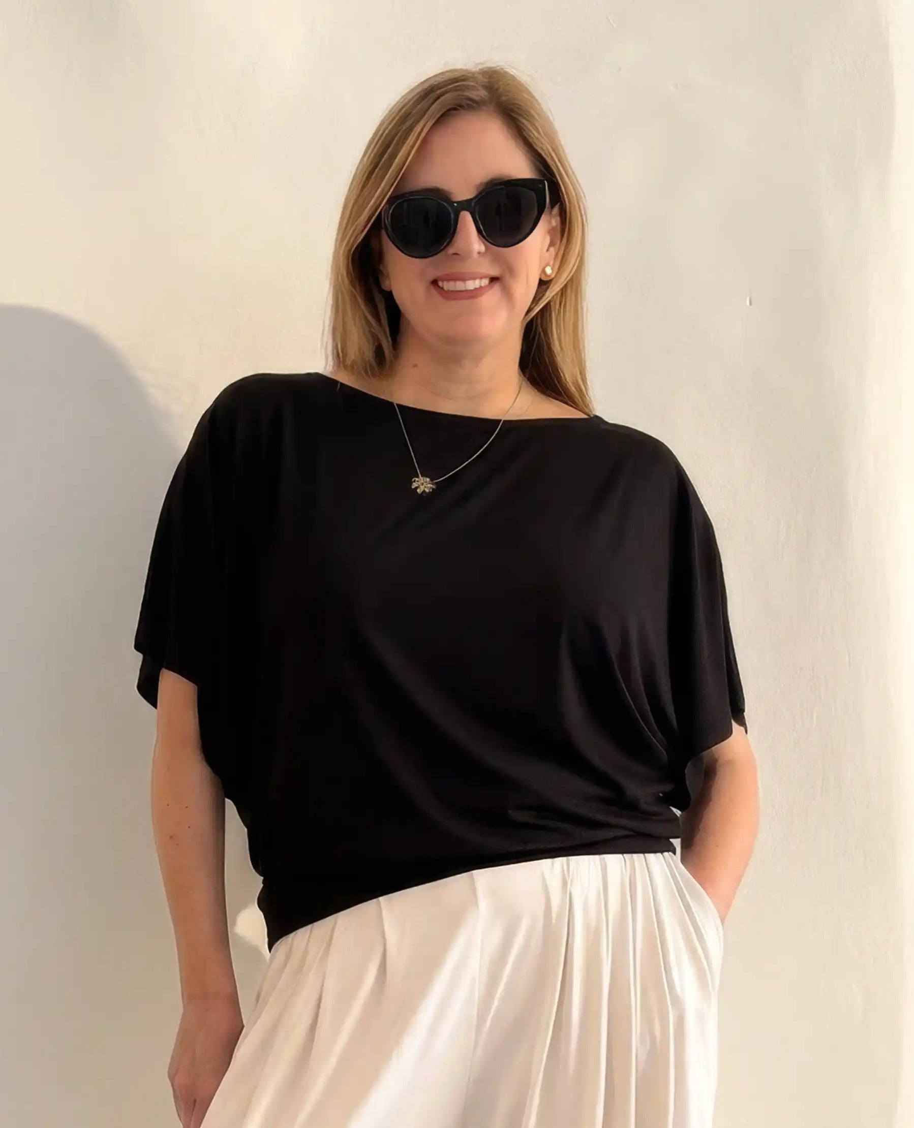 Nico Kimono Sleeve Jersey Top - Black