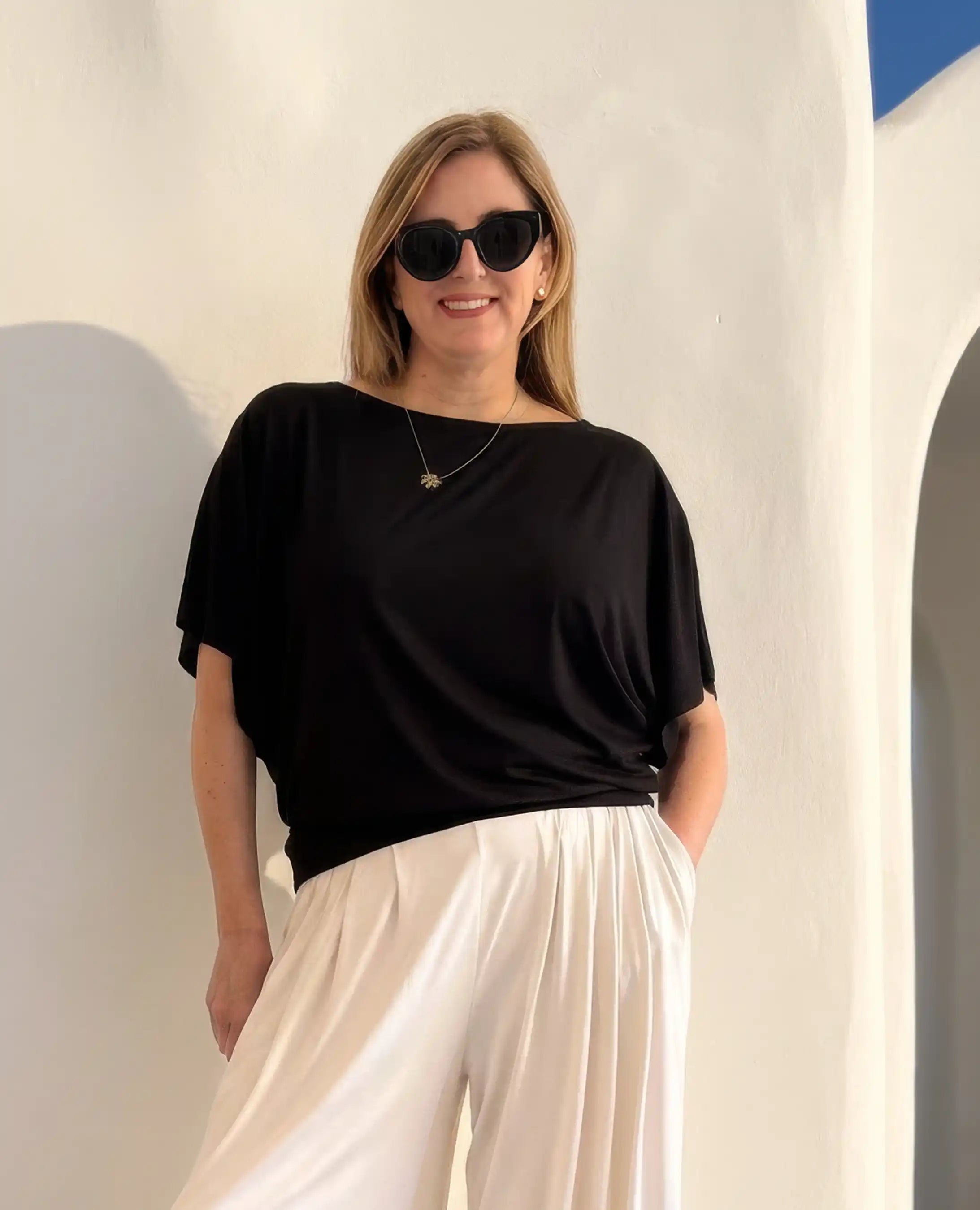 Nico Kimono Sleeve Jersey Top - Black